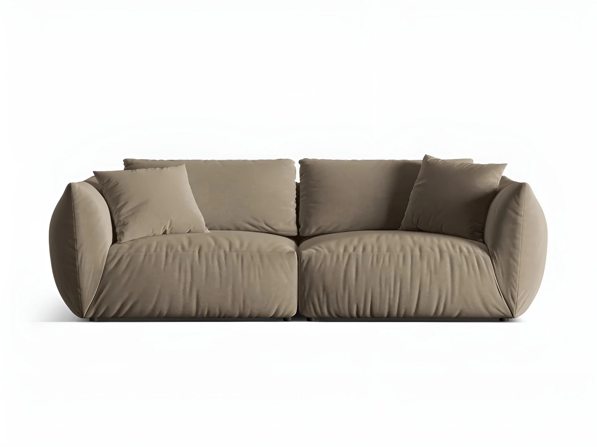 Sofa aksamitna 4-osobowa CHRIS jasnobrązowy - Image 3