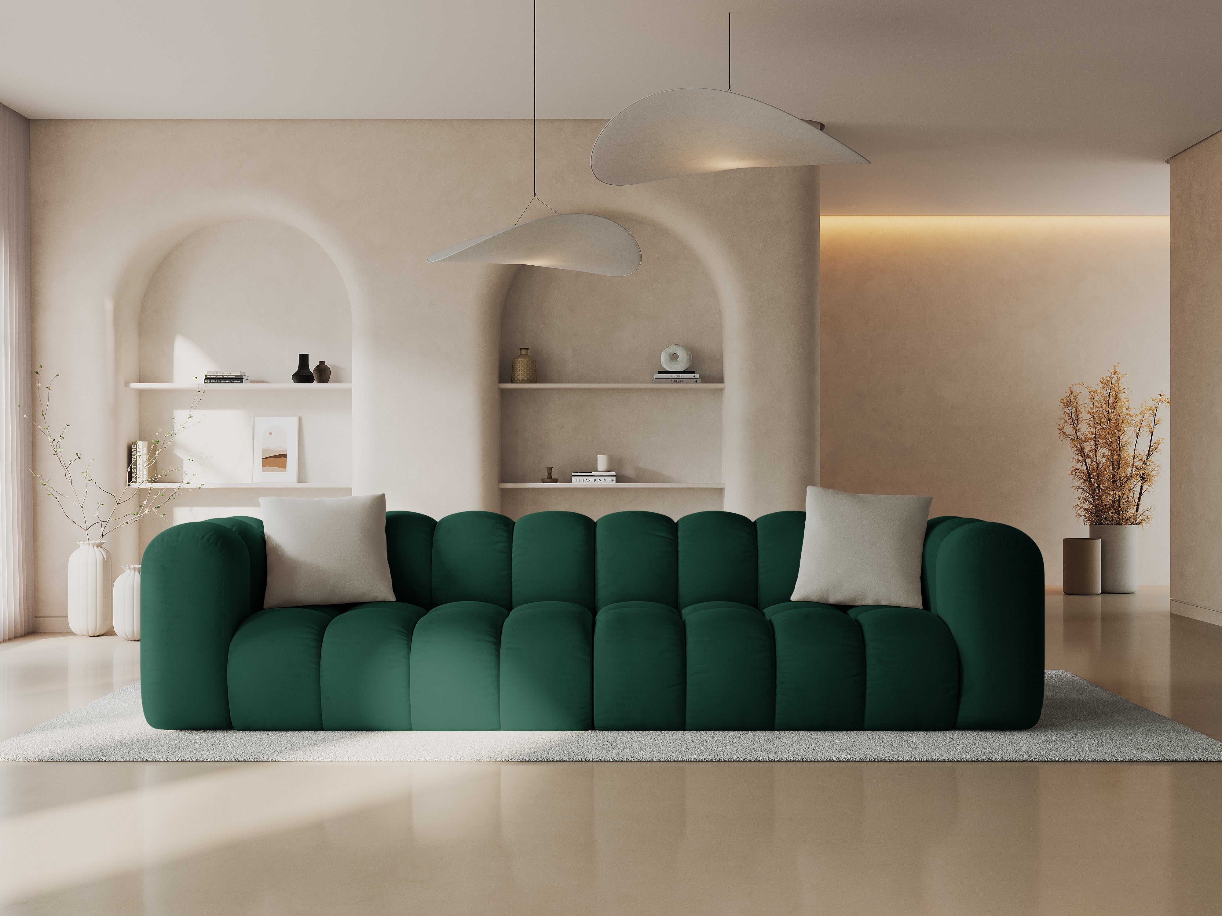 Sofa aksamitna 4-osobowa HALLEY butelkowa zieleń - Image 2