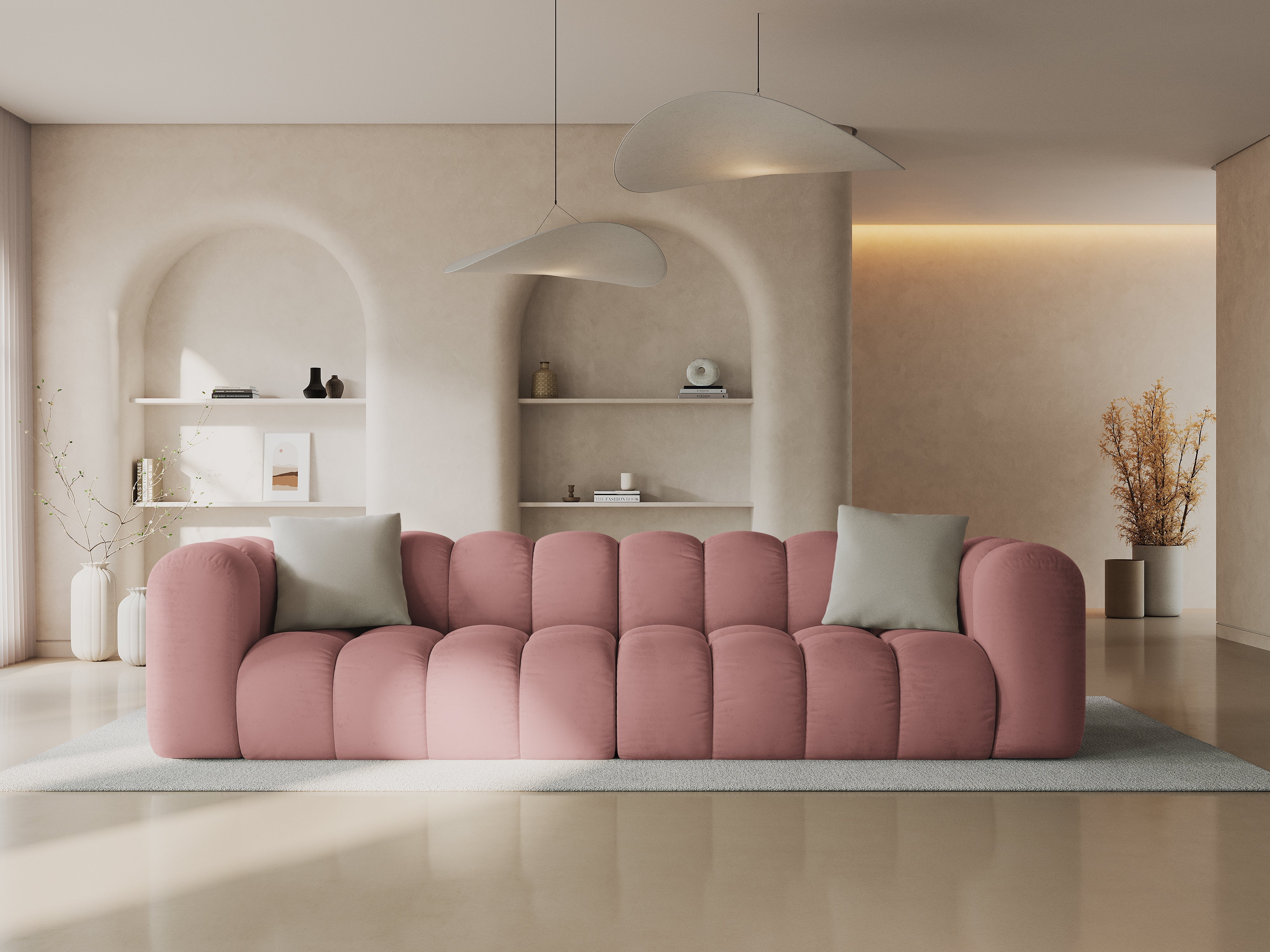 Sofa aksamitna 4-osobowa HALLEY różowy - Image 2