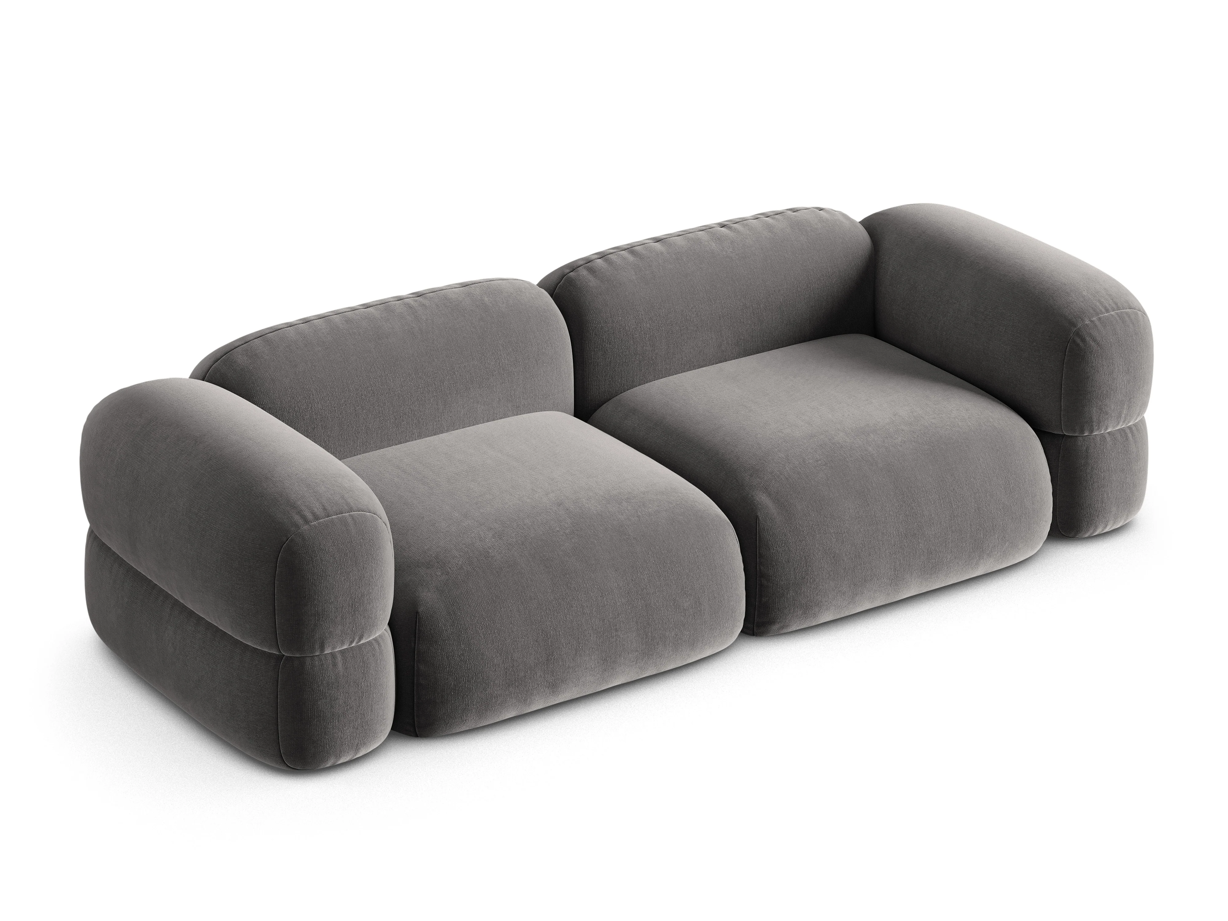 Sofa aksamitna 4-osobowa ROGER szary - Image 4