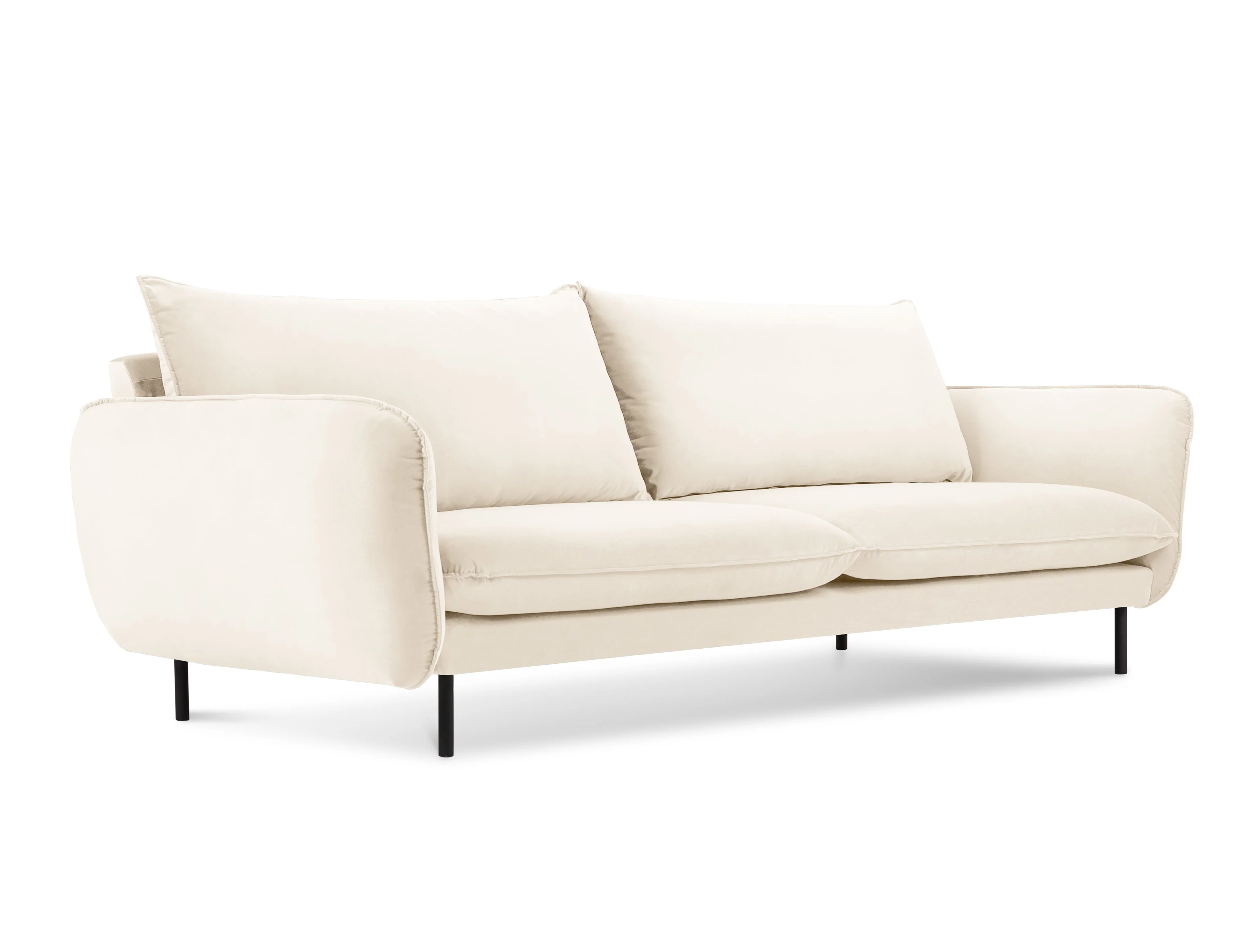 Sofa aksamitna 4-osobowa VIENNA beżowy z czarną podstawą