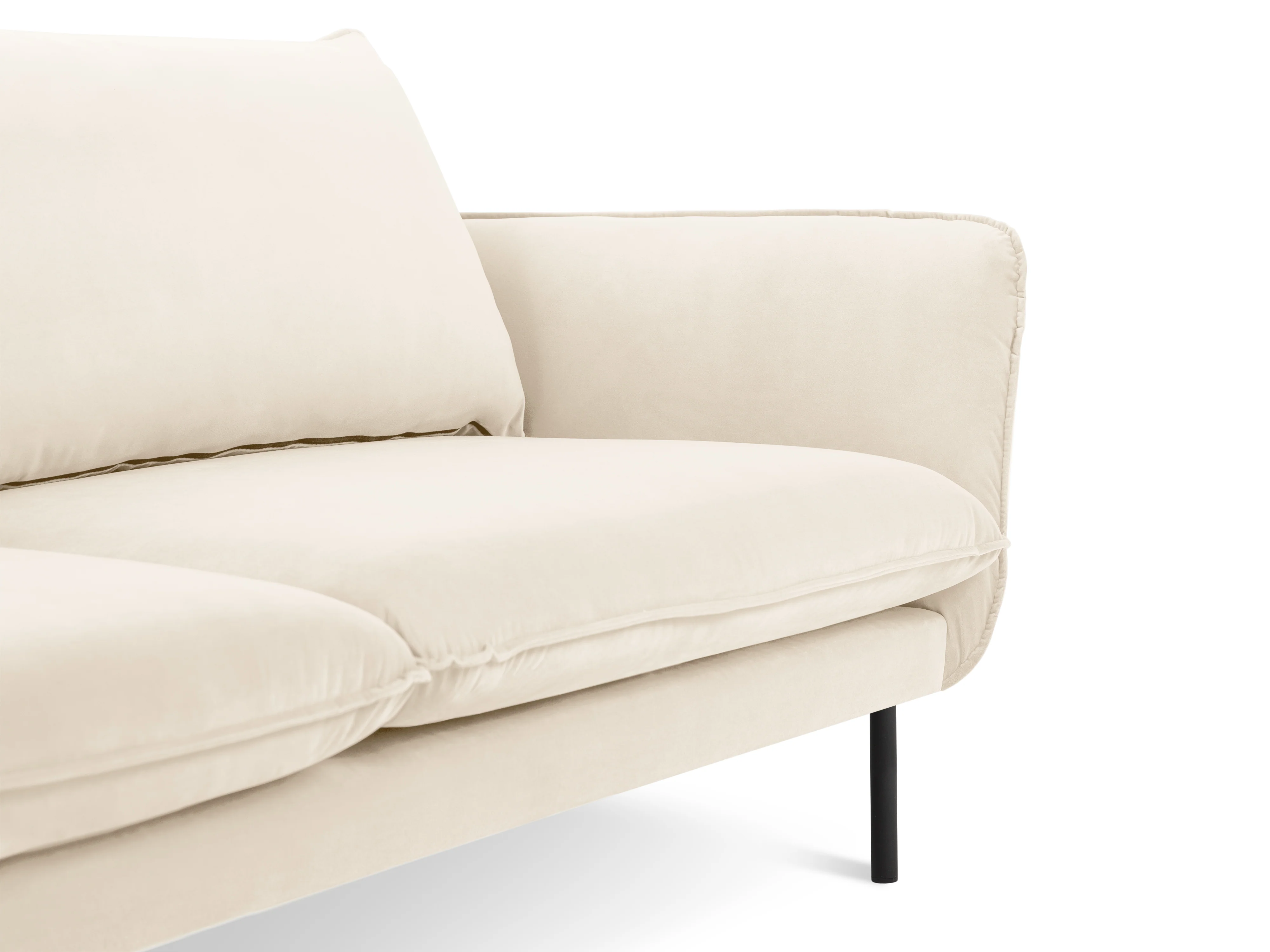 Sofa aksamitna 4-osobowa VIENNA beżowy z czarną podstawą - Image 3