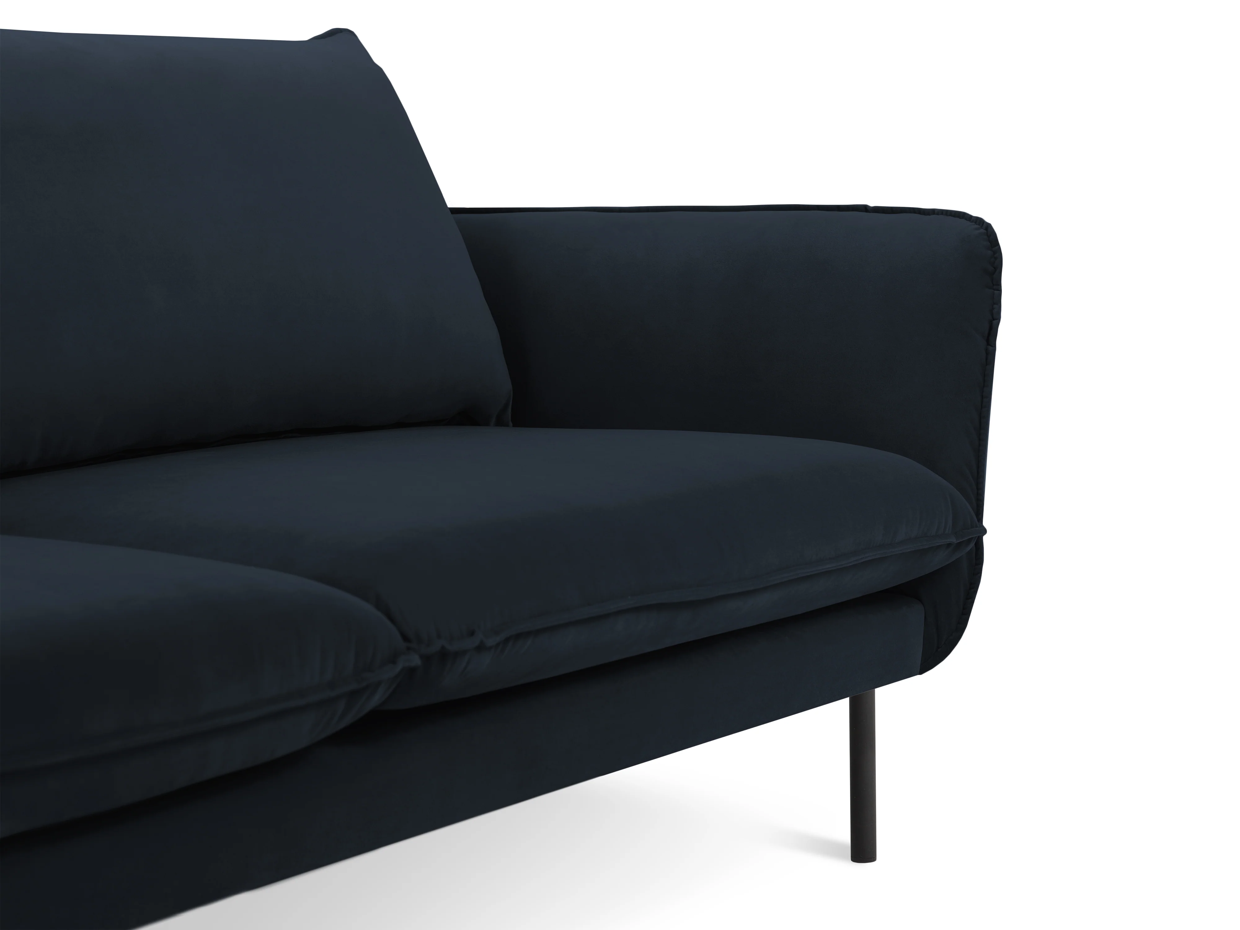 Sofa aksamitna 4-osobowa VIENNA ciemnoniebieski z czarną podstawą - Image 3