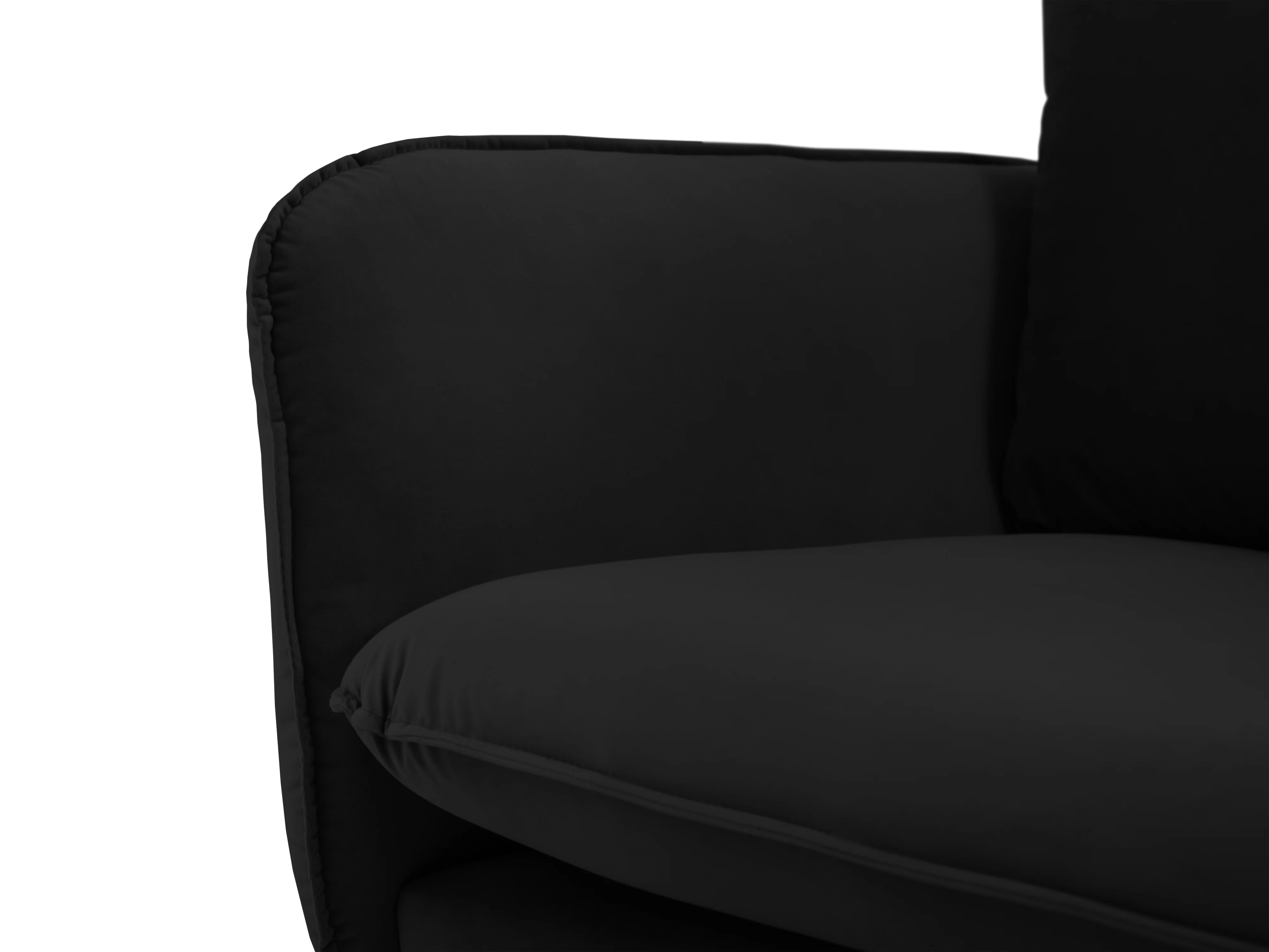 Sofa aksamitna 4-osobowa VIENNA czarny ze złotą podstawą - Image 5