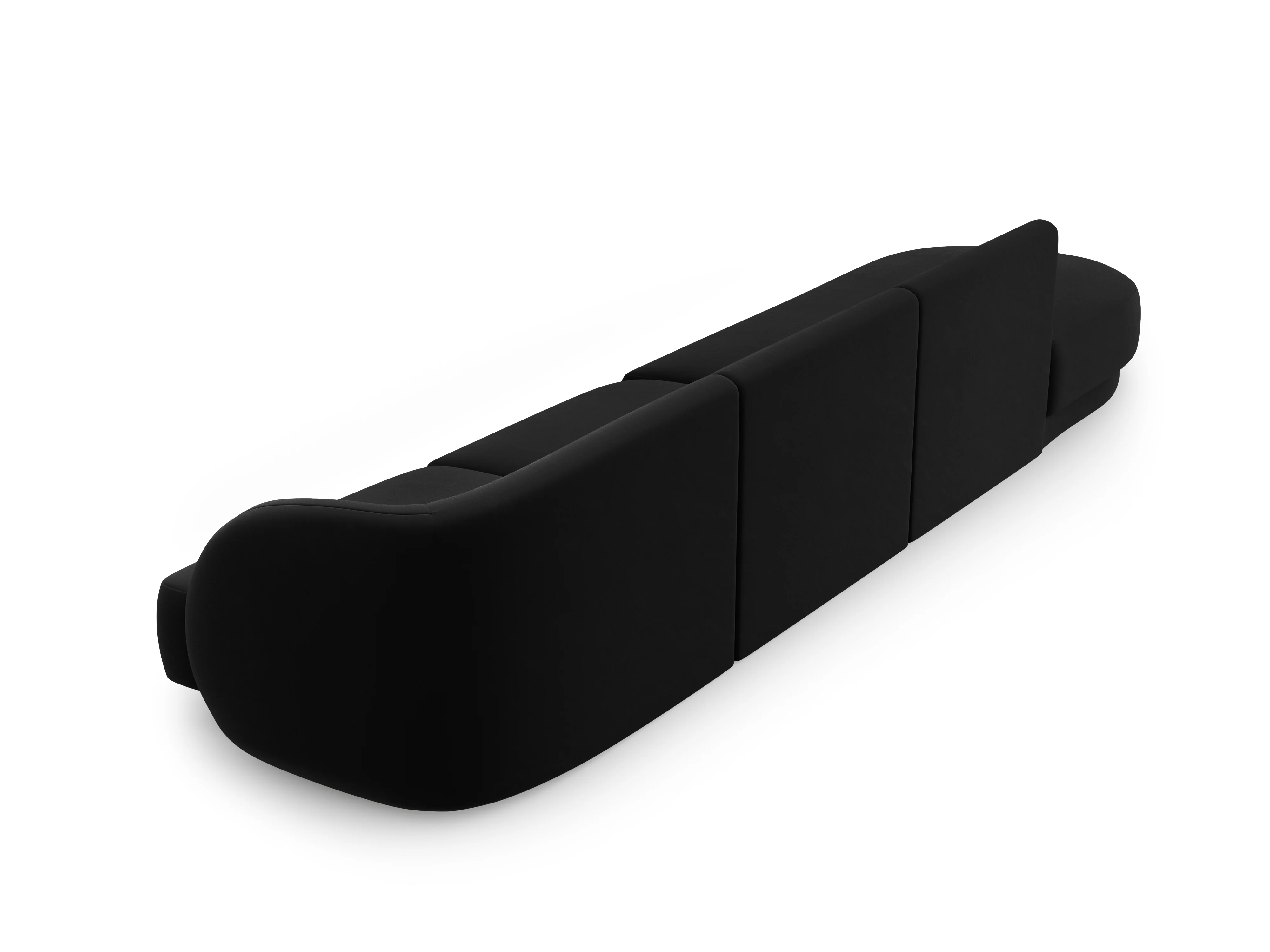 Sofa aksamitna lewostronna 4-osobowa otwarta MILEY czarny - Image 3