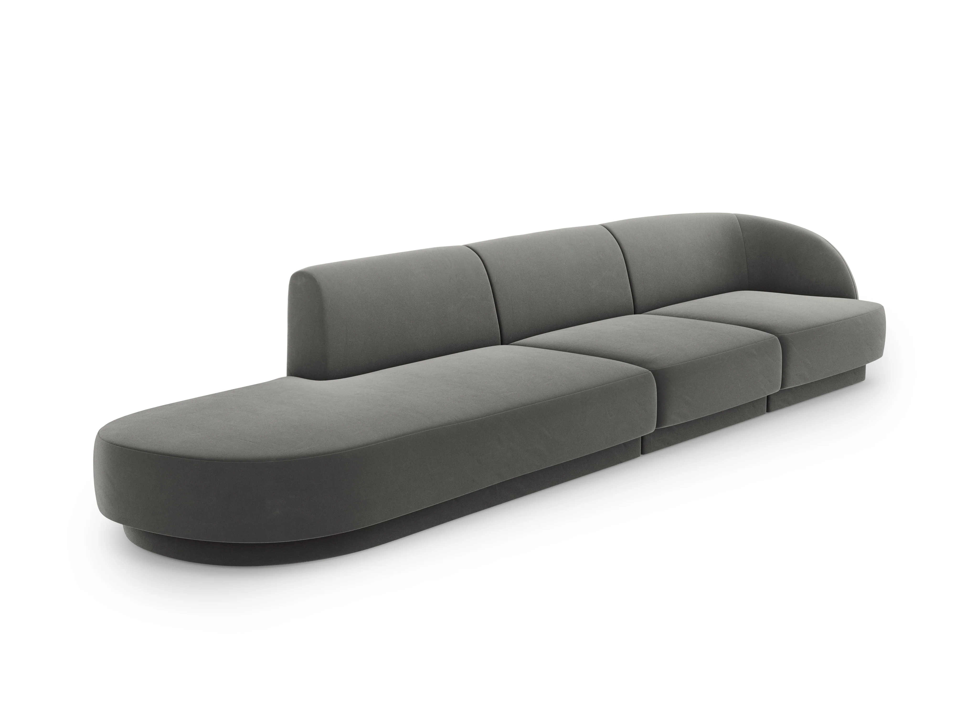 Sofa aksamitna lewostronna 4-osobowa otwarta MILEY jasnoszary - Image 2