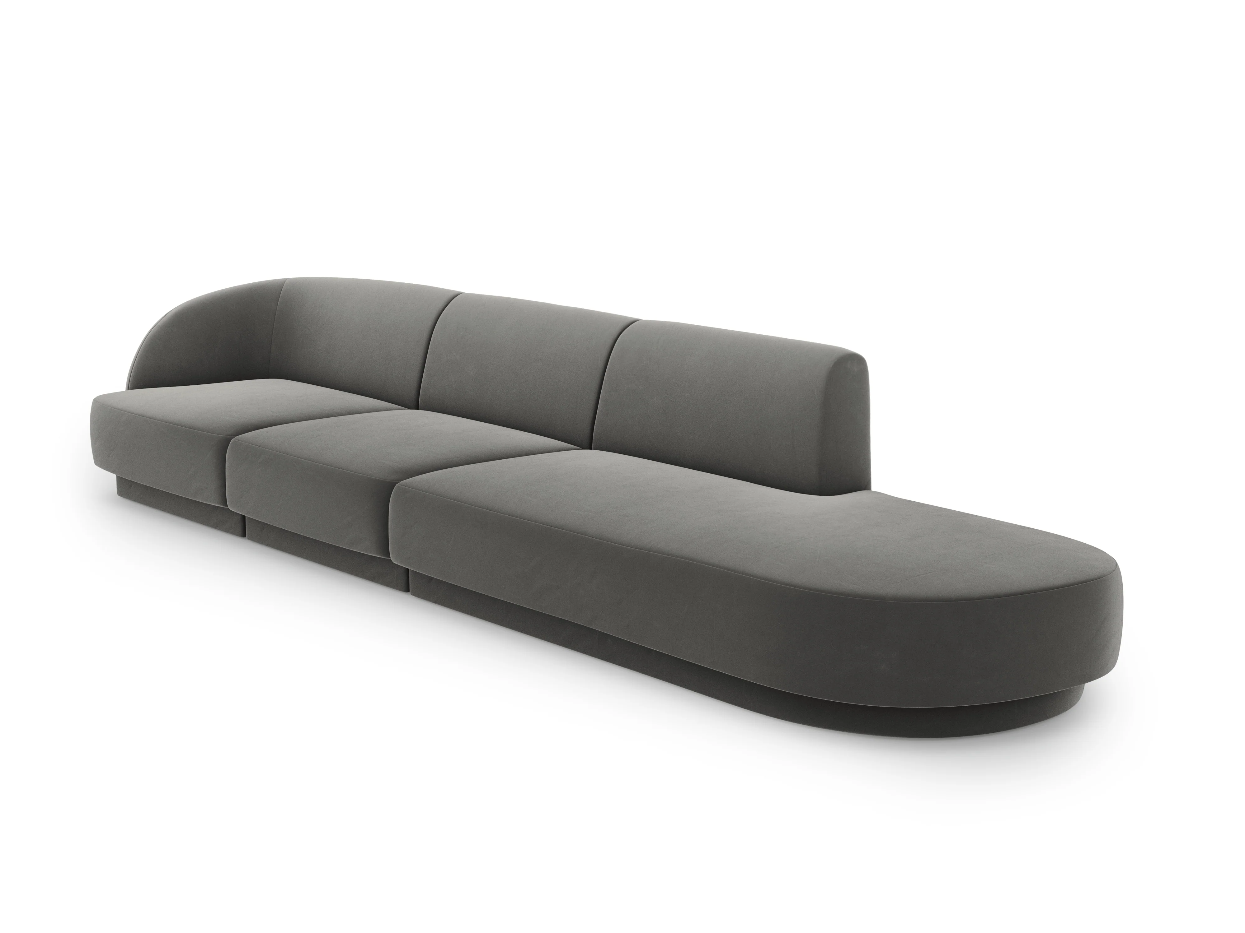 Sofa aksamitna prawostronna 4-osobowa otwarta MILEY jasnoszary - Image 2