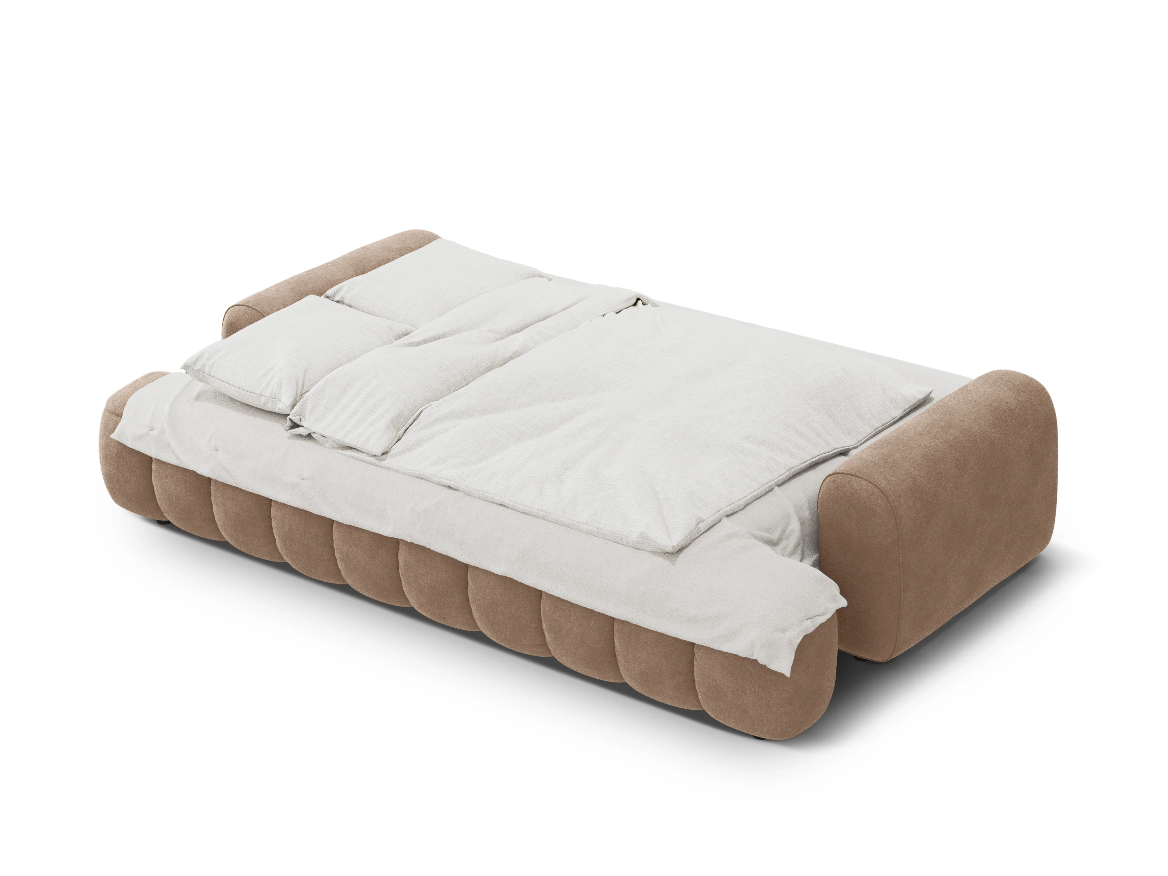 Sofa aksamitna z funkcją spania 4-osobowa LINZ ciemnobeżowy - Image 3
