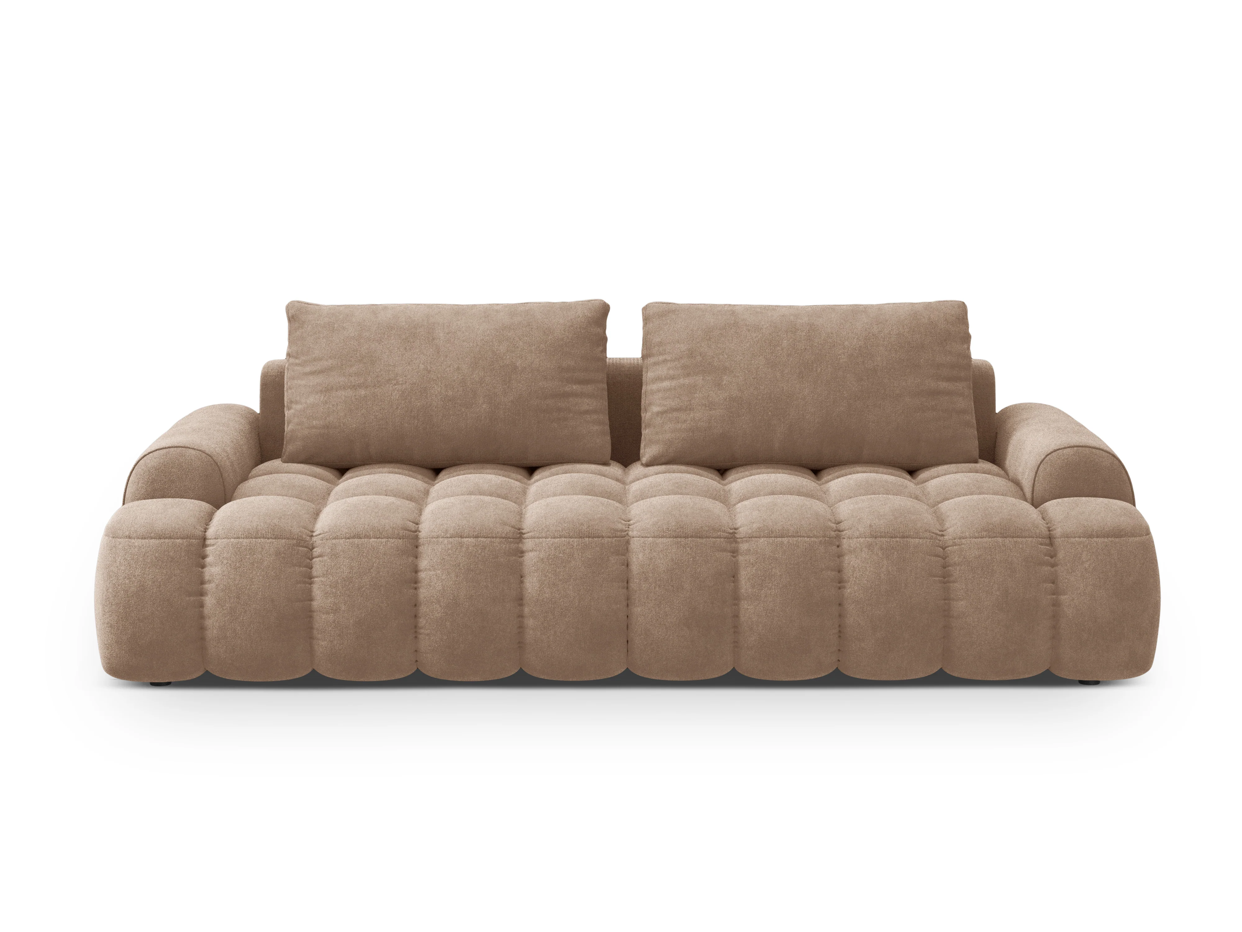 Sofa aksamitna z funkcją spania 4-osobowa LINZ ciemnobeżowy - Image 5