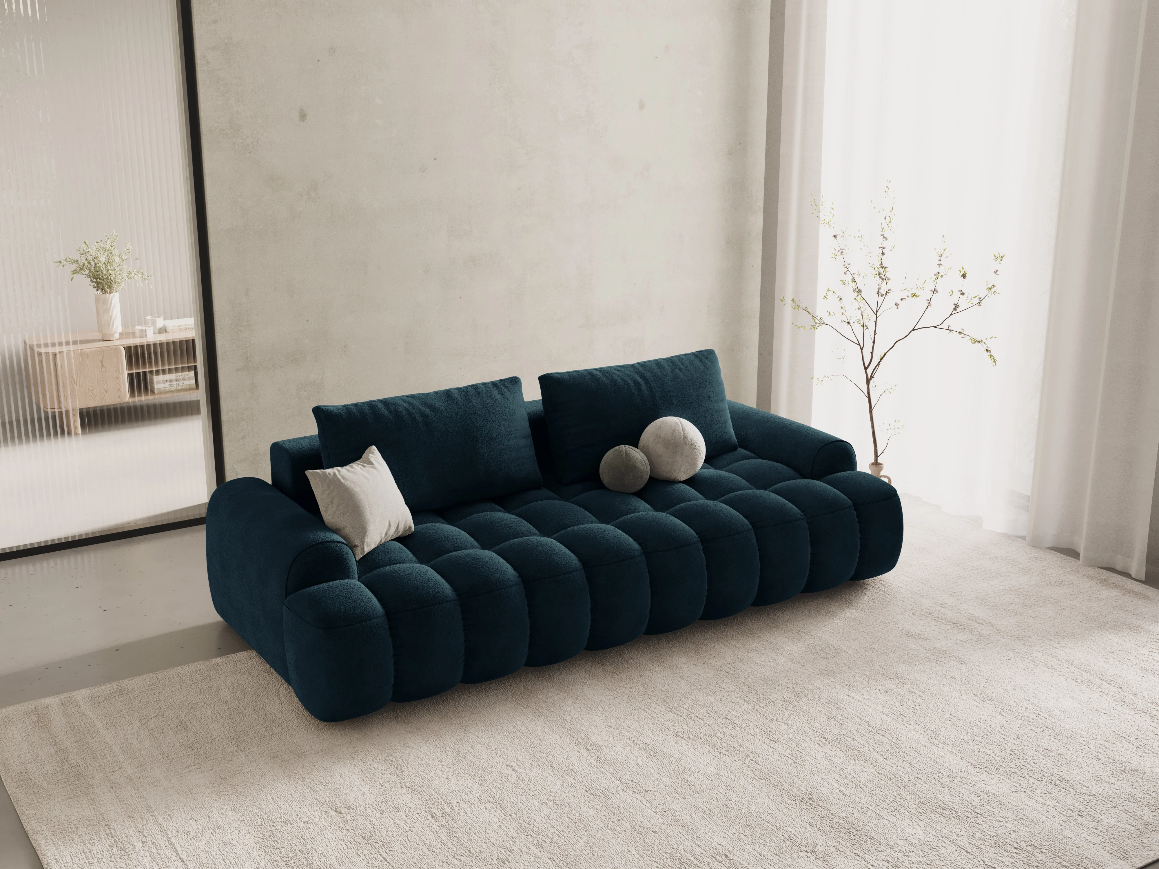Sofa aksamitna z funkcją spania 4-osobowa LINZ petrol - Image 2