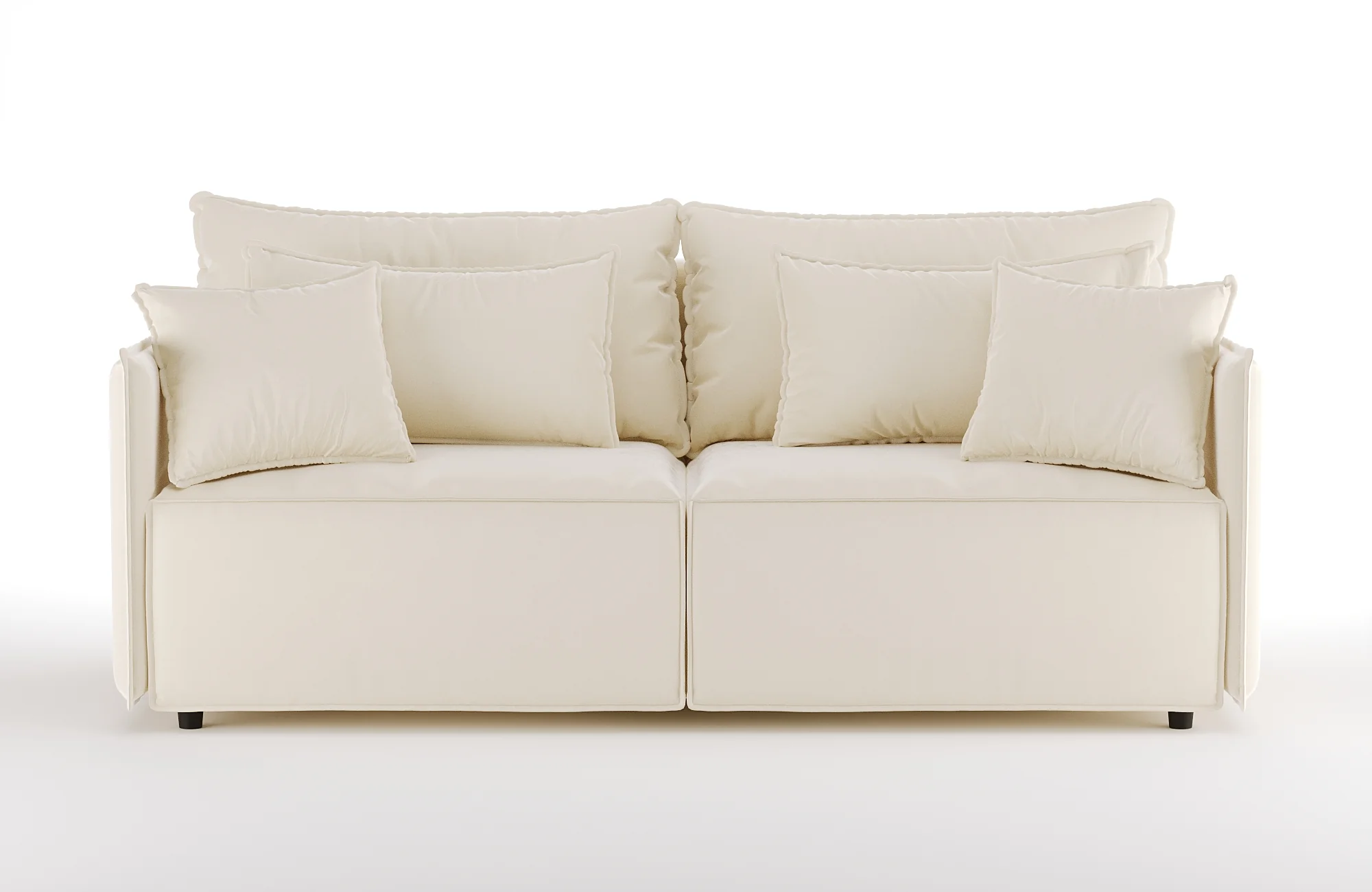 Sofa aksamitna z funkcją spania FABIEN beżowy - Image 4