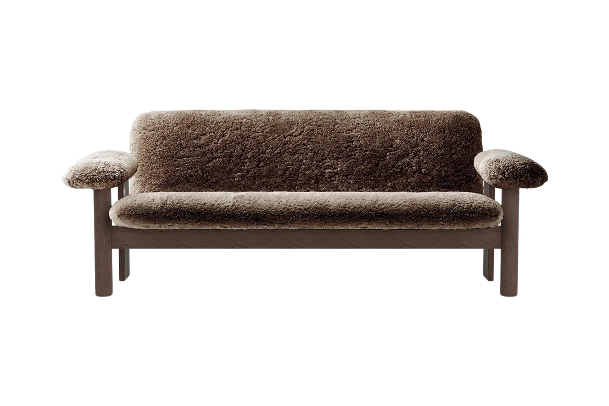 Sofa BRASILIA brązowa skóra owcza z ciemną dębową podstawą - Image 7