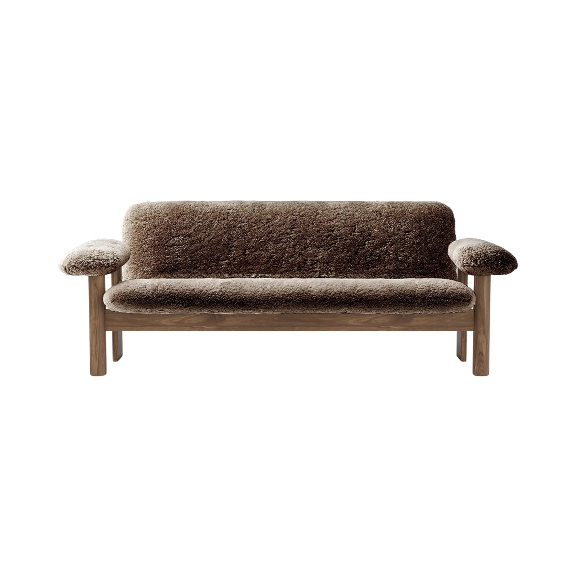 Sofa BRASILIA brązowa skóra owcza z orzechową podstawą - Image 7