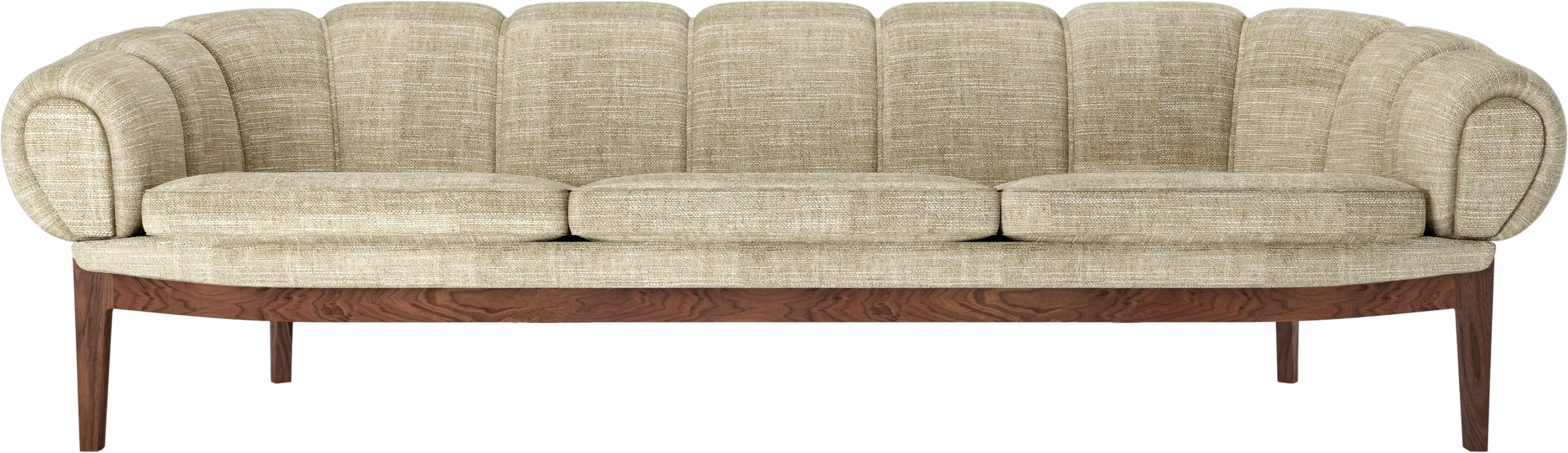 Sofa 3-osobowa CROISSANT tapicerowana z orzechową podstawą - Image 5