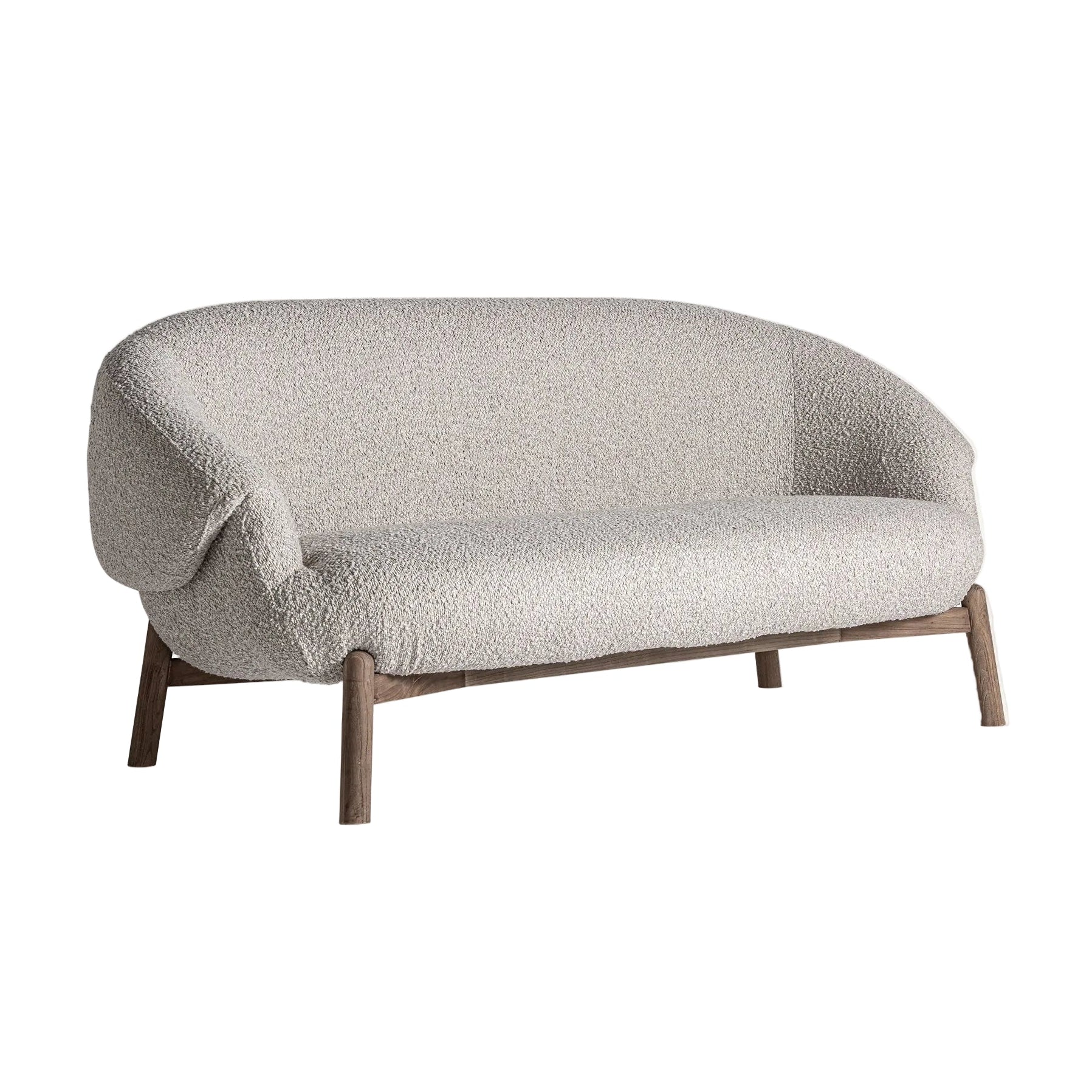 Sofa JACQUARD beżowy z drewnianą podstawą