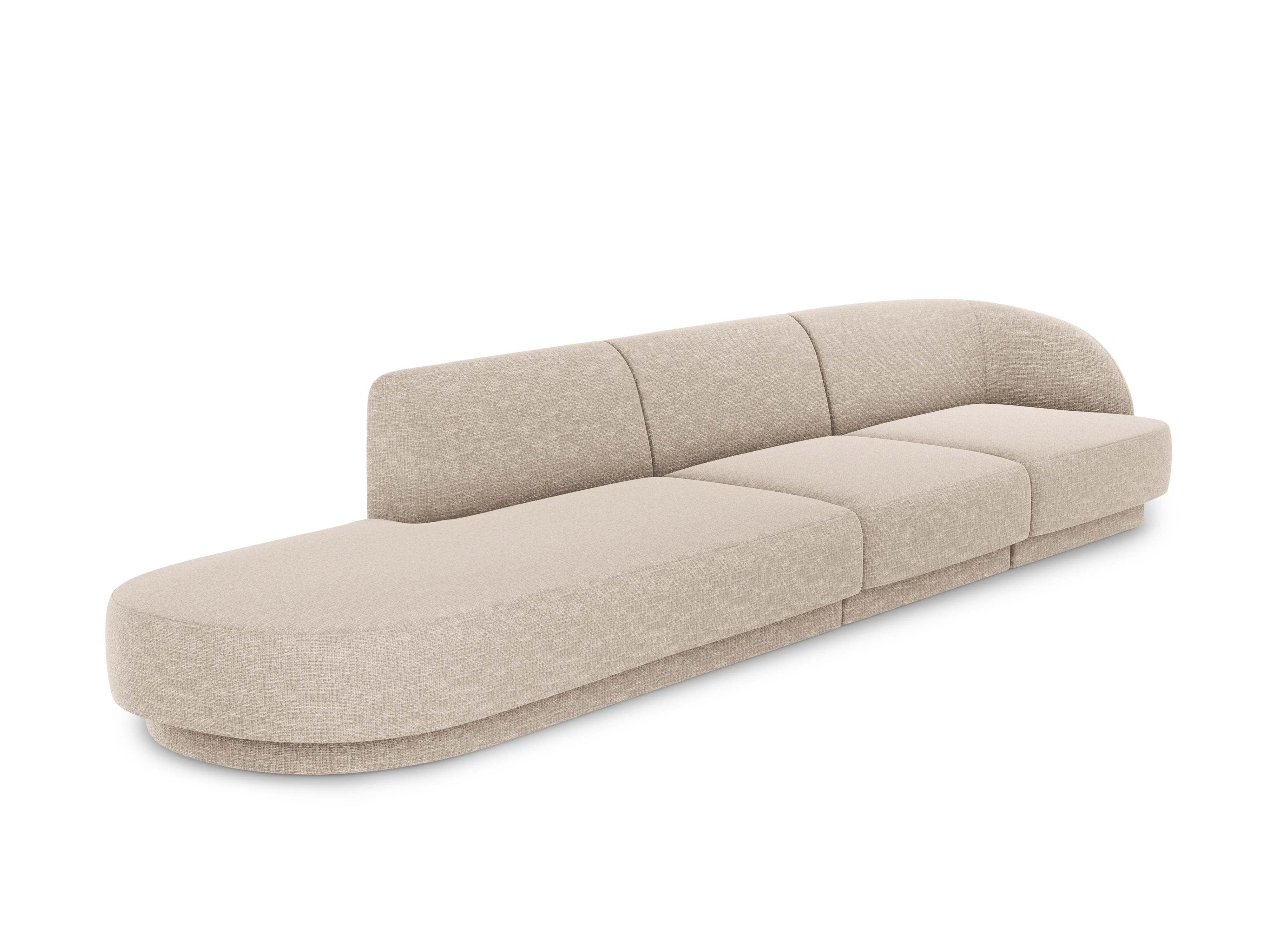Sofa lewostronna 4-osobowa otwarta MILEY beżowy szenil jedwabisty - Image 2