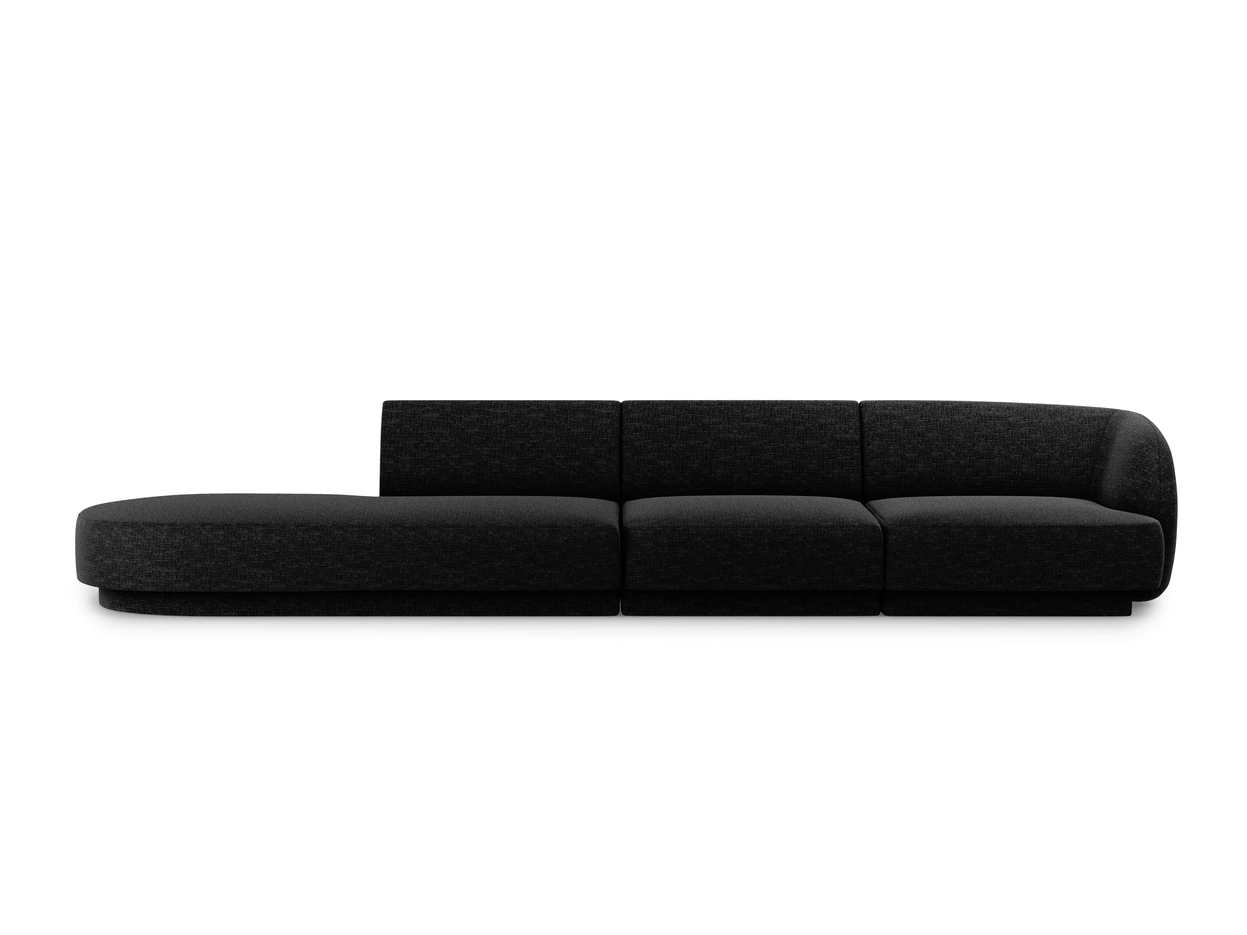 Sofa otwarta lewostronna 4-osobowa otwarta MILEY czarny szenil