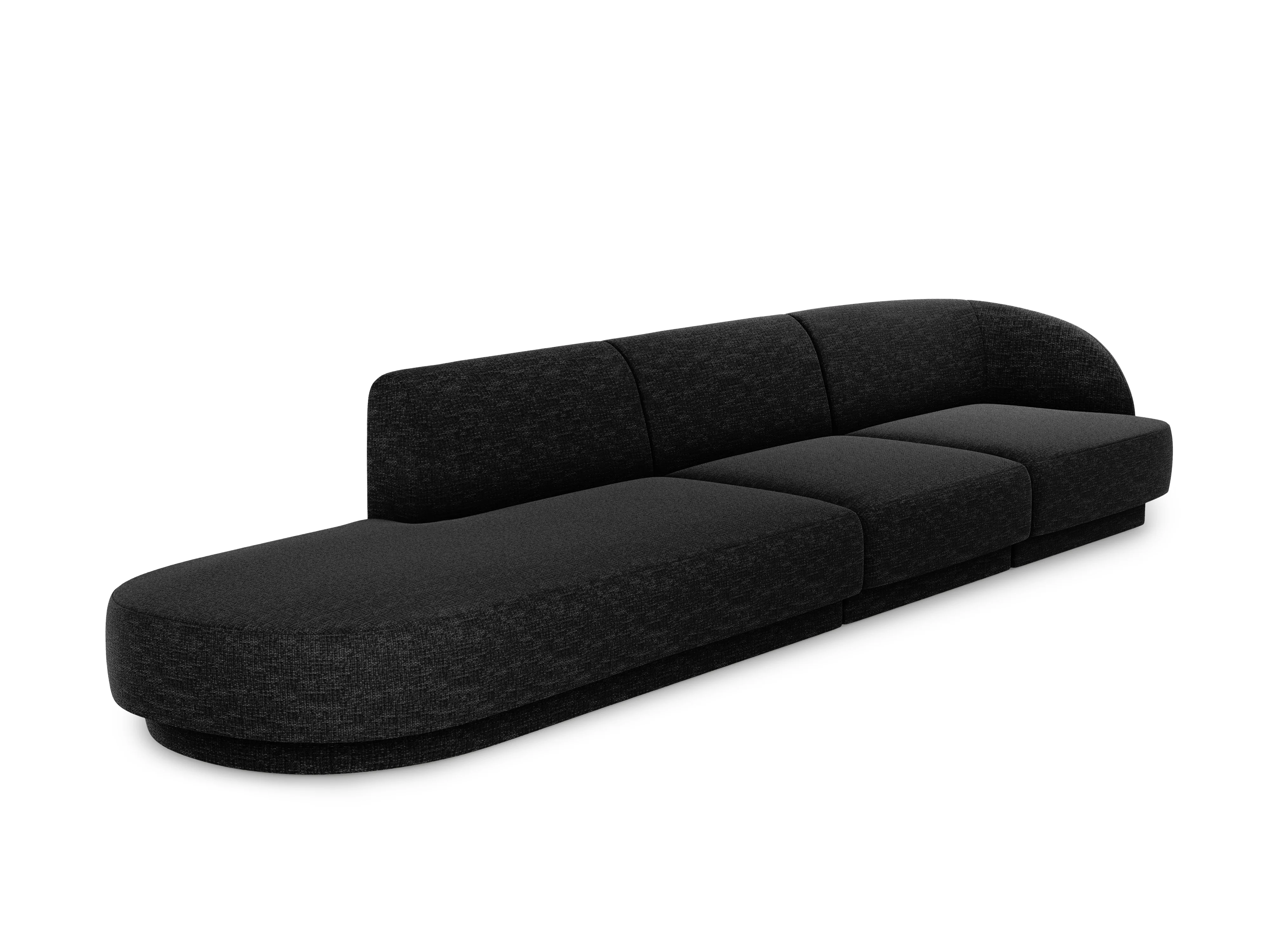 Sofa lewostronna 4-osobowa otwarta MILEY czarny szenil jedwabisty - Image 2
