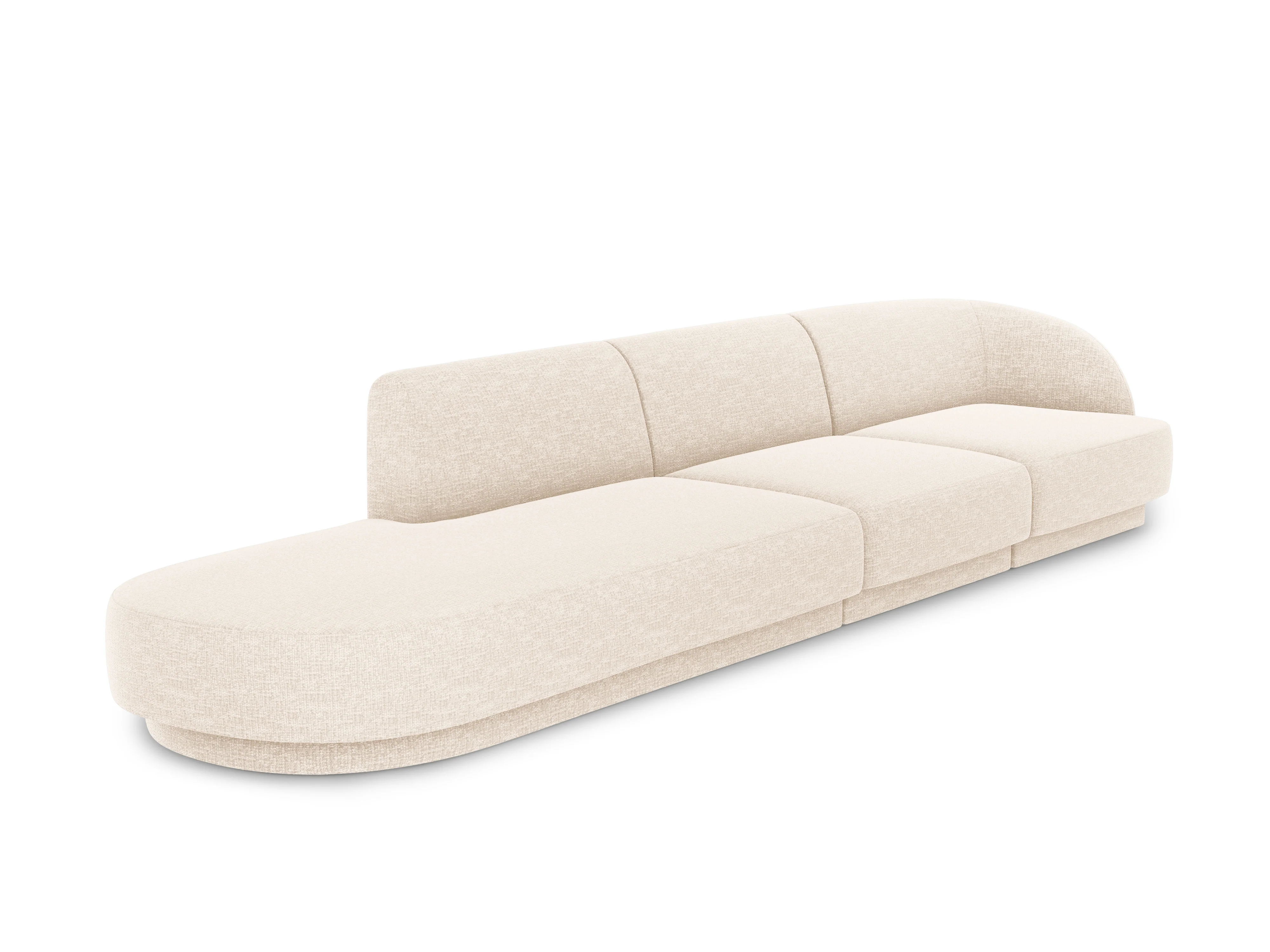 Sofa lewostronna 4-osobowa otwarta MILEY jasnobeżowy szenil jedwabisty - Image 2