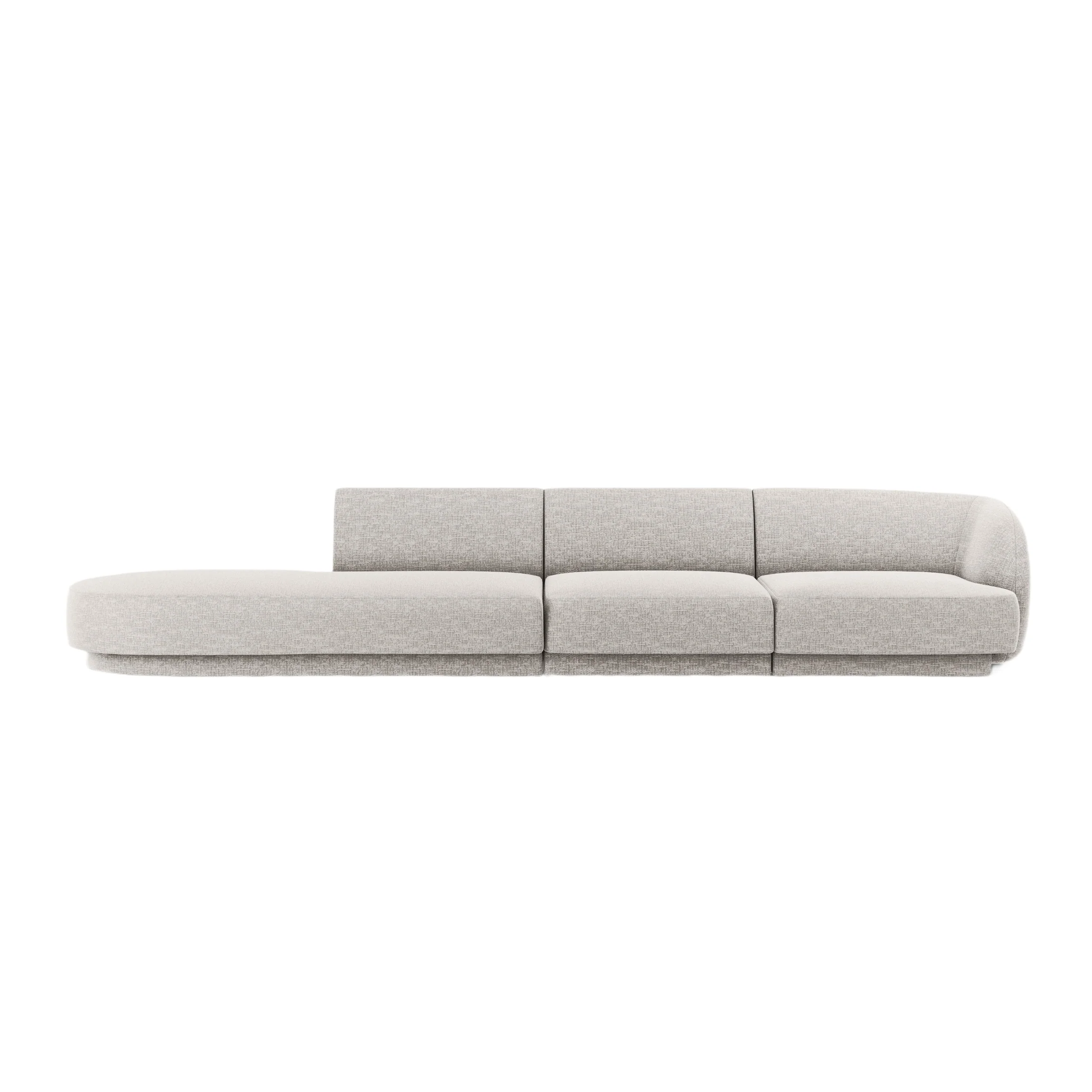 Sofa lewostronna 4-osobowa otwarta MILEY jasnoszary szenil jedwabisty