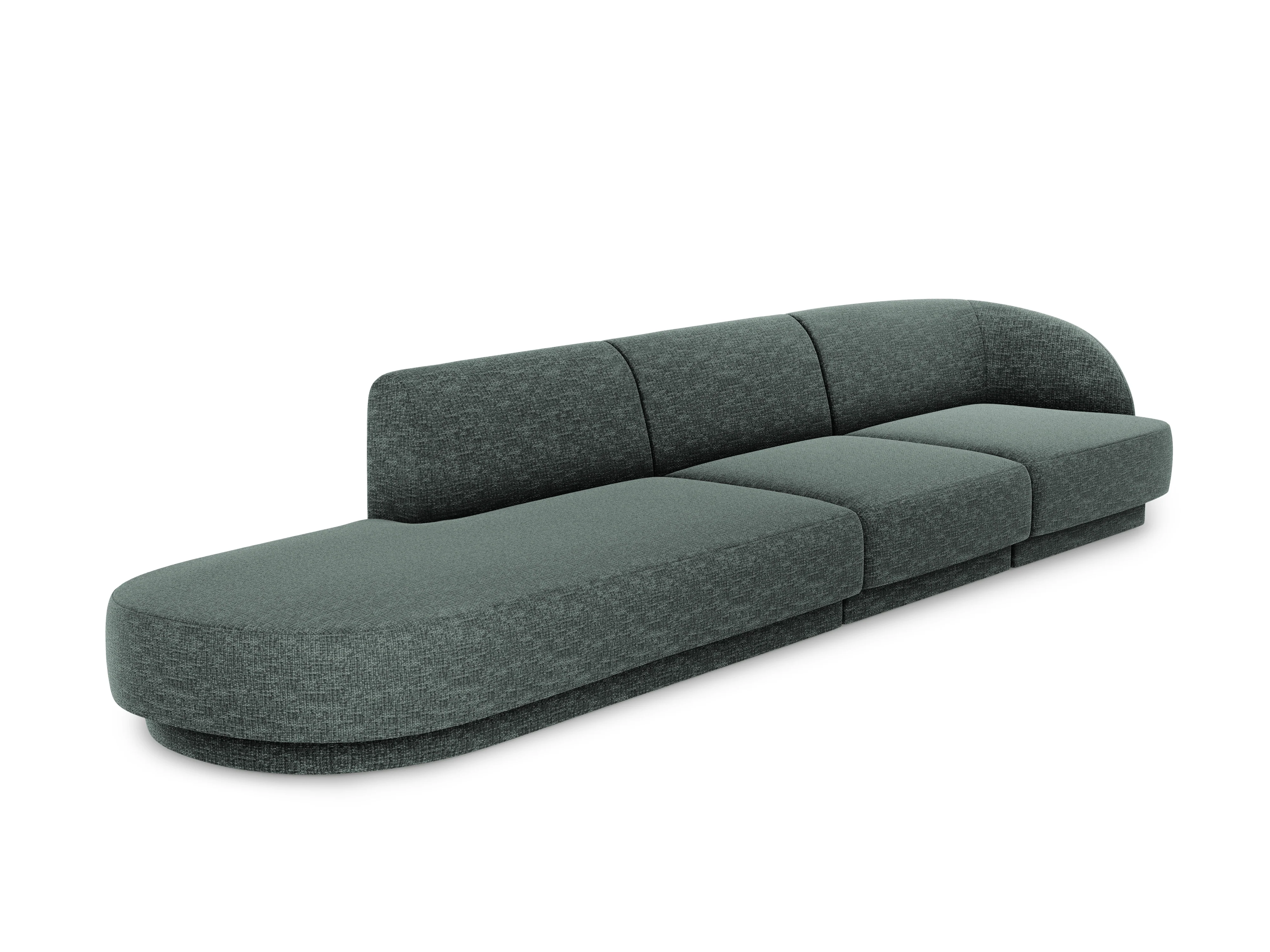 Sofa lewostronna 4-osobowa otwarta MILEY petrol szenil jedwabisty - Image 2