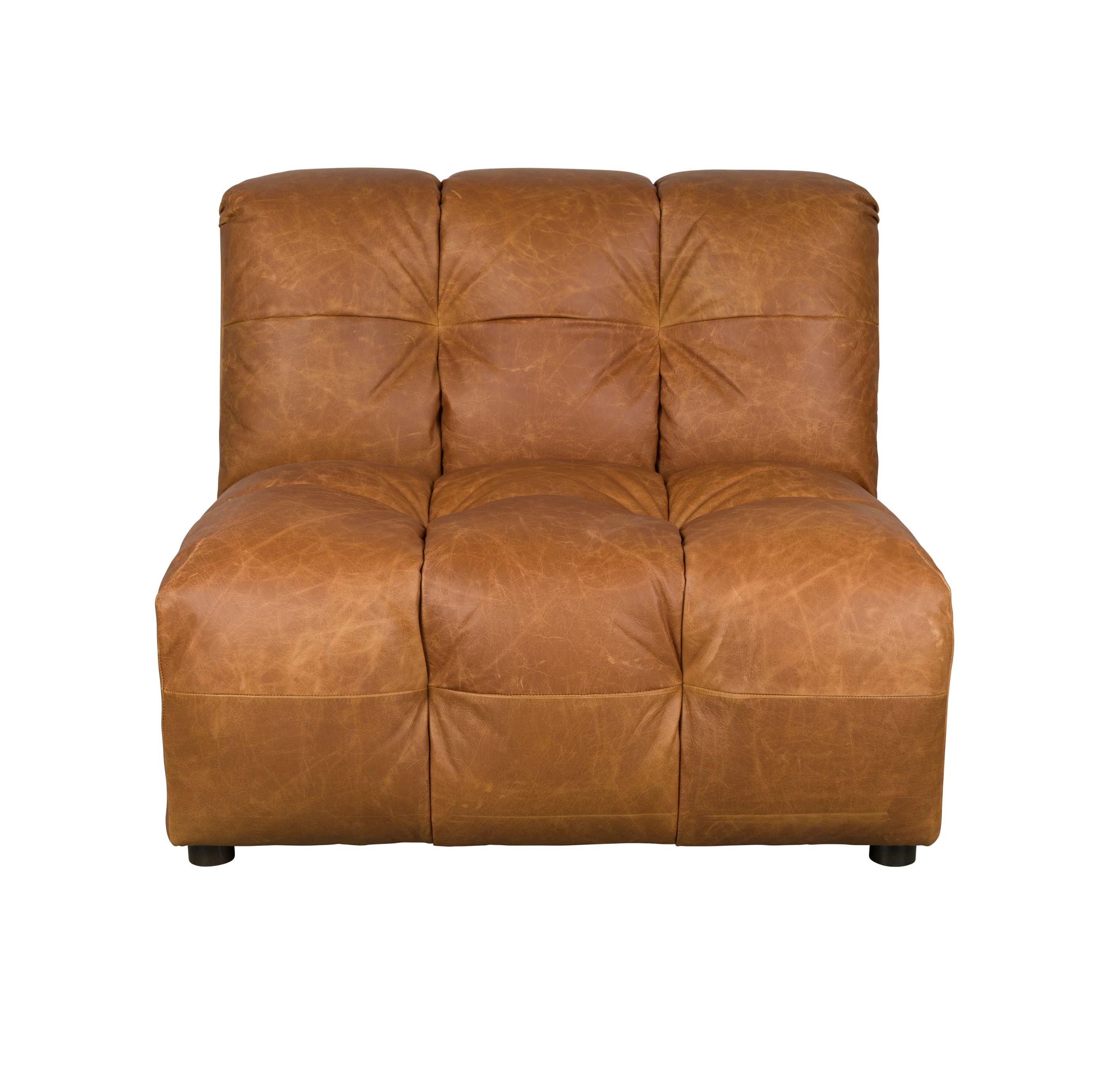 Sofa modułowa  HACKMAN - element środkowy koniakowa skóra