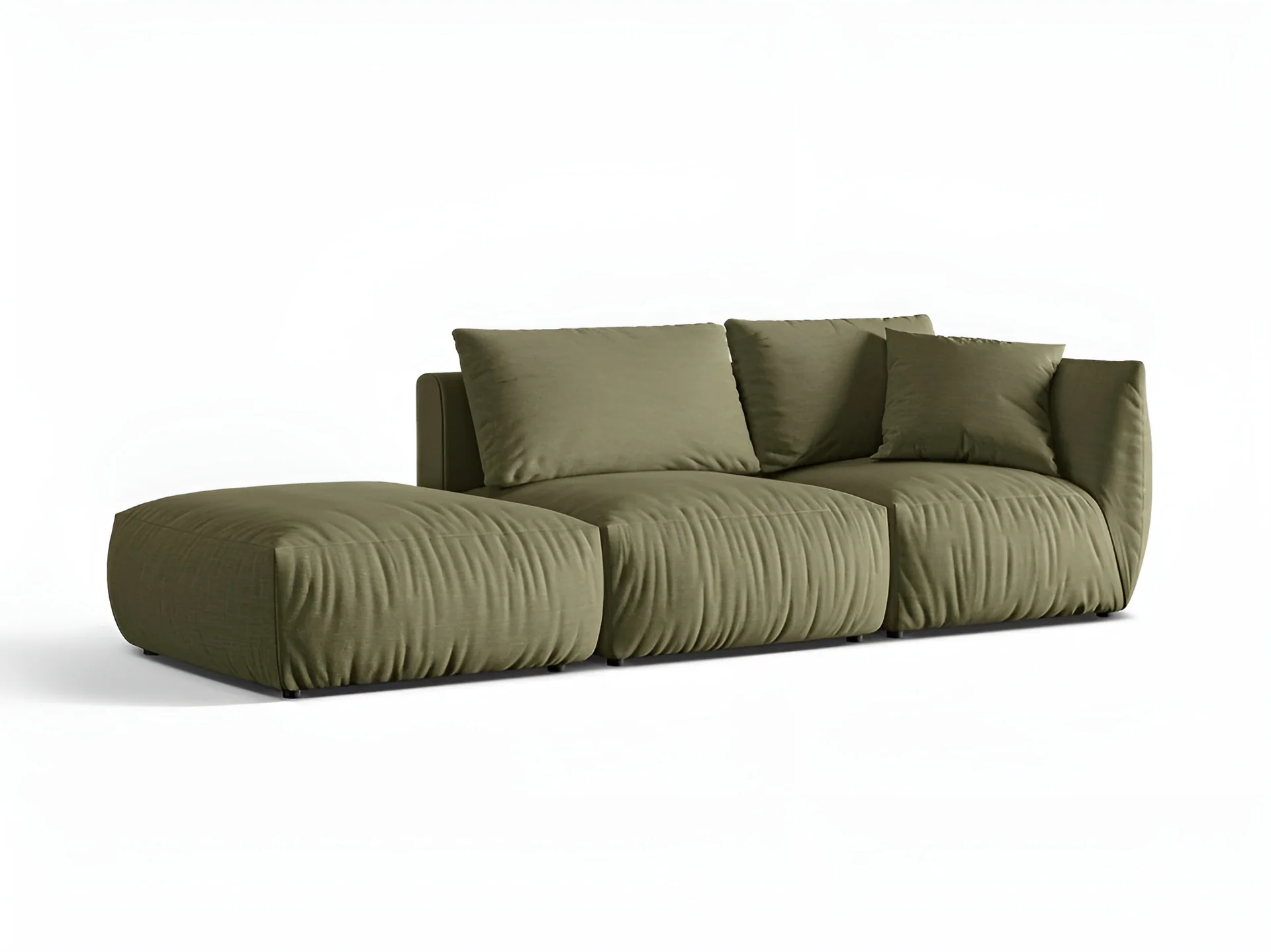 Sofa modułowa 3-osobowa lewostronna CHRIS jasnozielony szenil - Image 5