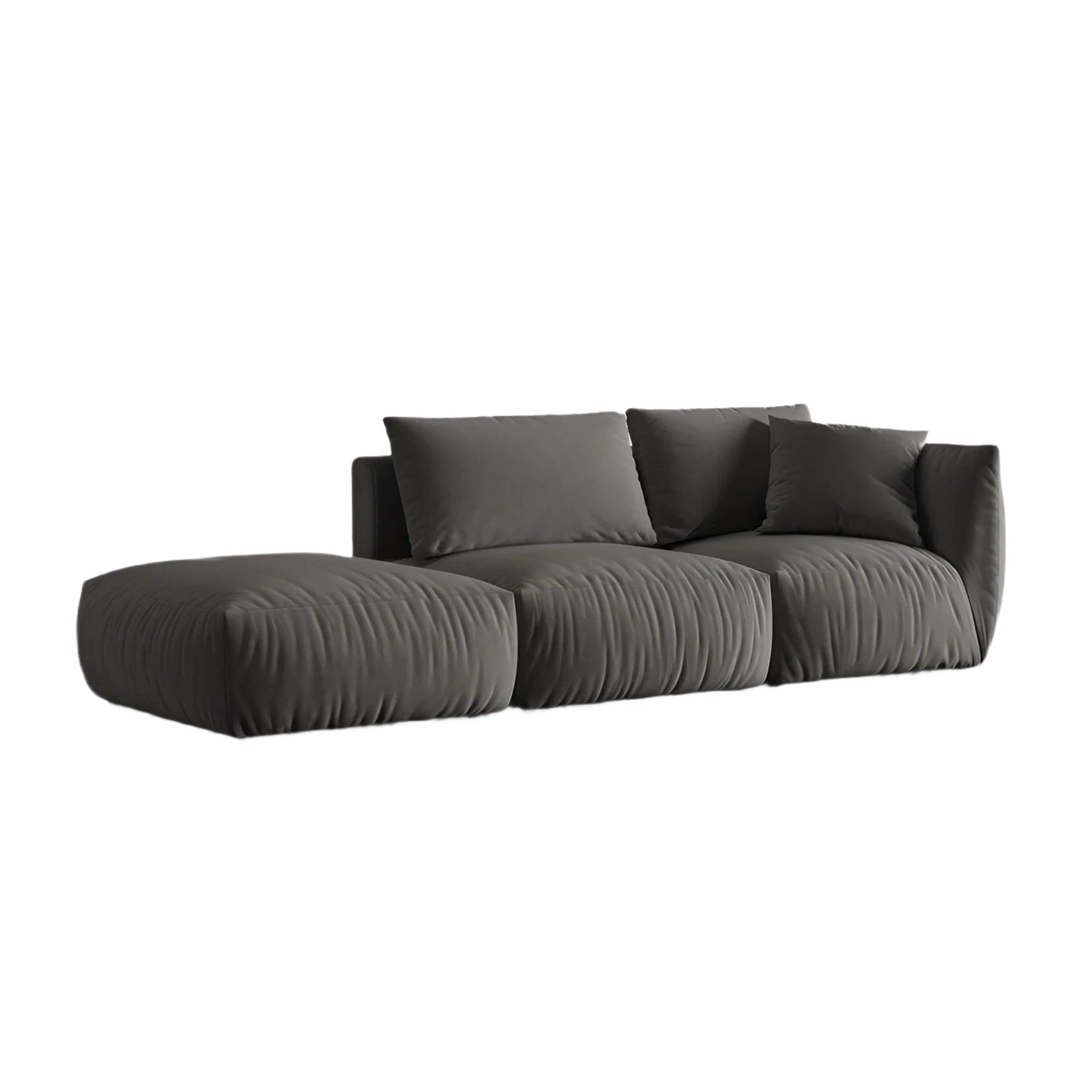 Sofa modułowa aksamitna 3-osobowa lewostronna CHRIS ciemnoszary
