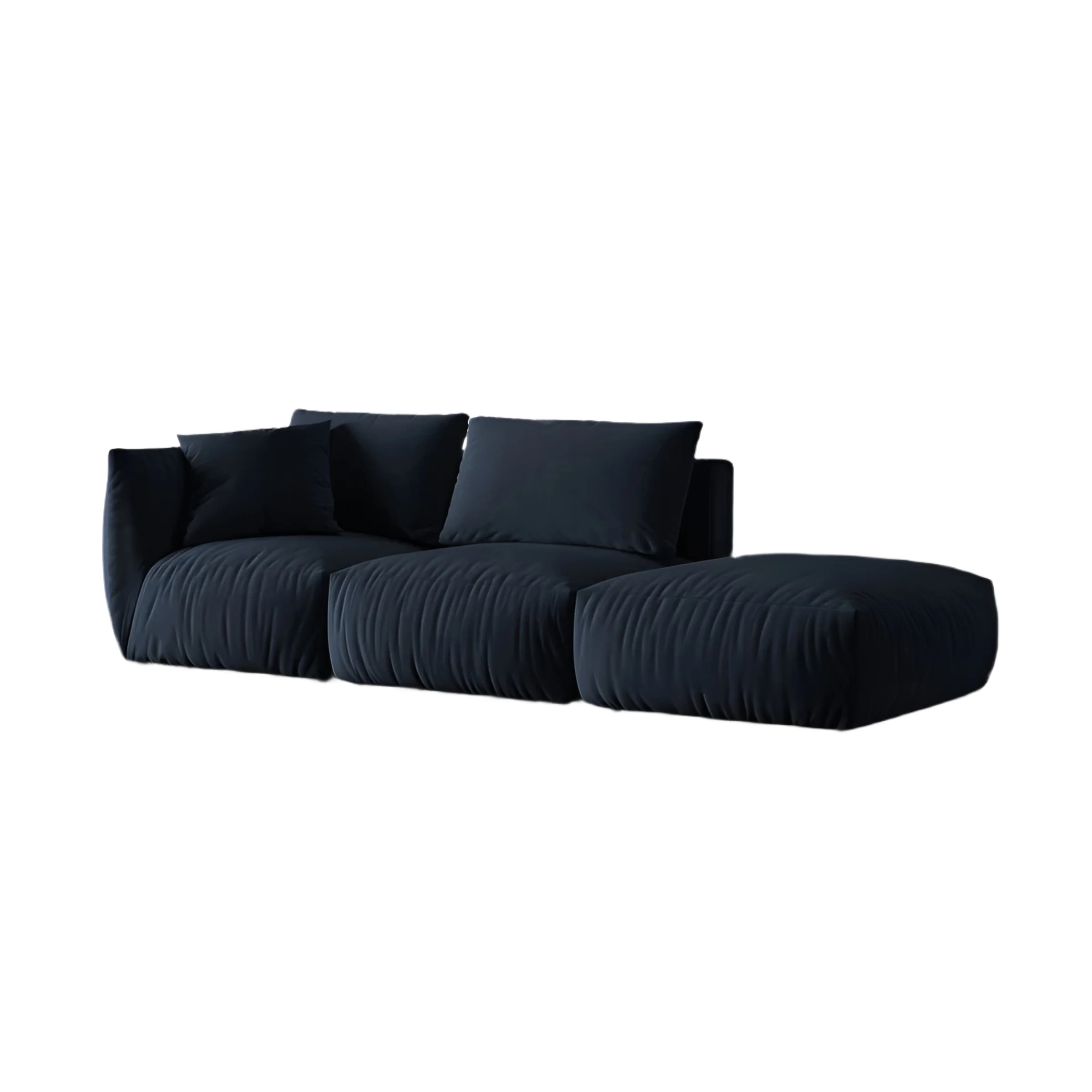 Sofa modułowa aksamitna 3-osobowa prawostronna CHRIS granat królewski