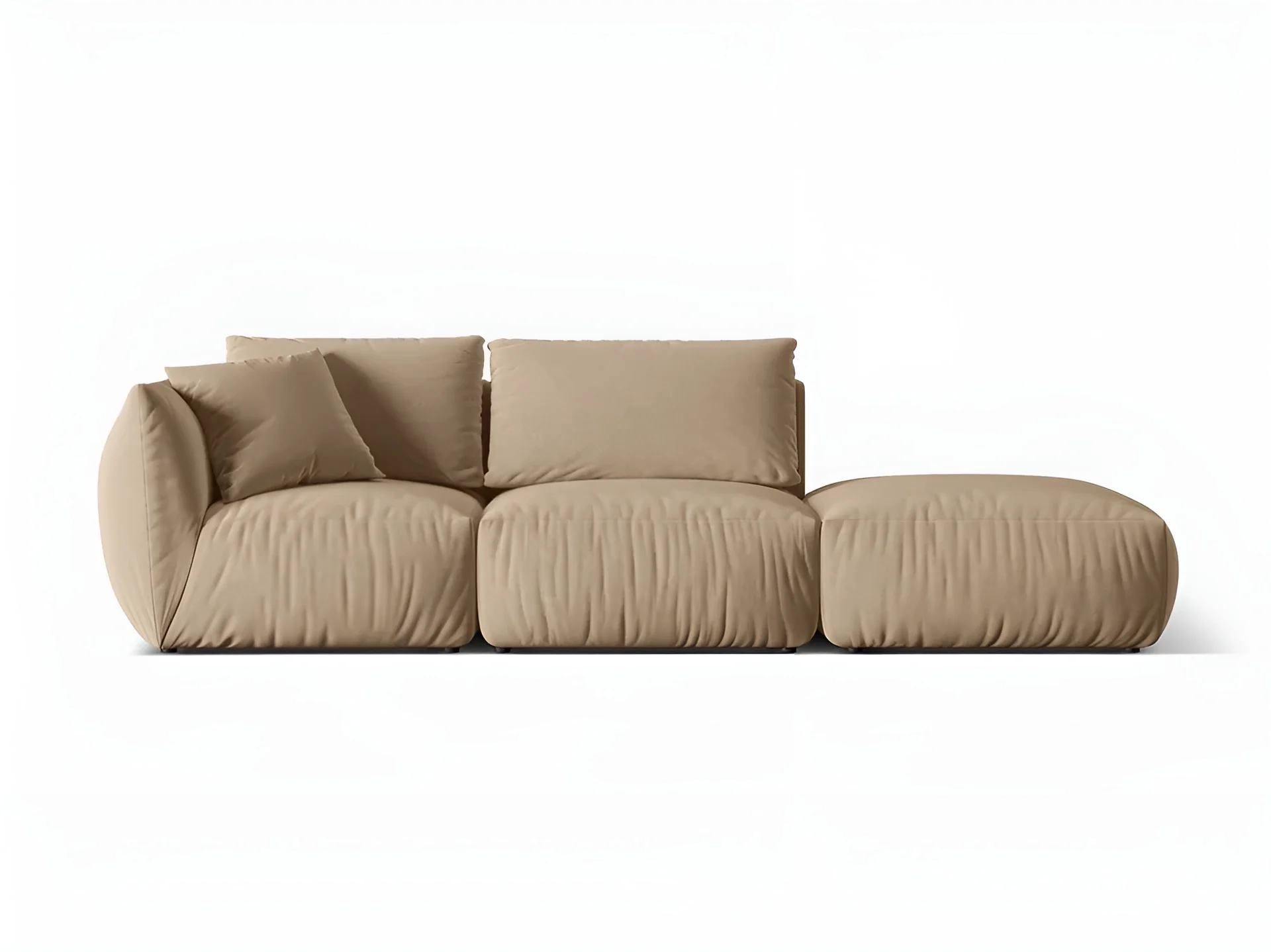 Sofa modułowa aksamitna 3-osobowa prawostronna CHRIS piaskowy - Image 3