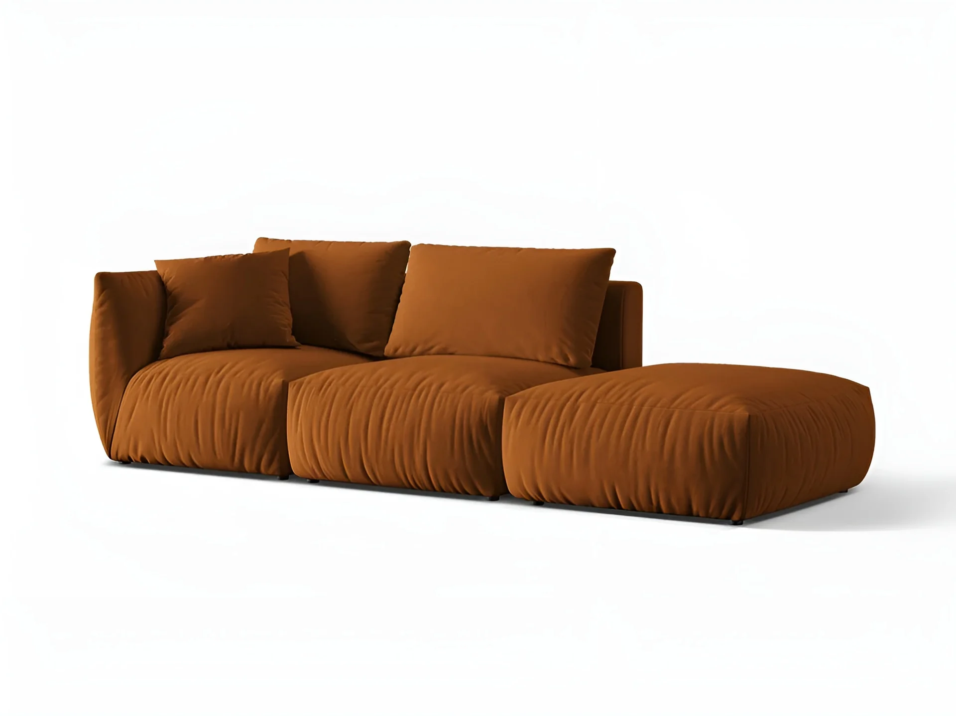 Sofa modułowa aksamitna 3-osobowa prawostronna CHRIS terracotta