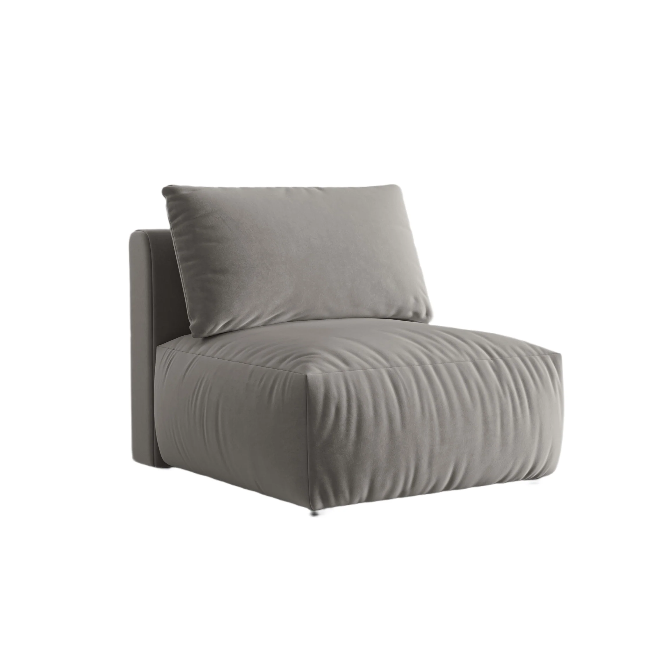 Sofa modułowa aksamitna CHRIS - element środkowy szary