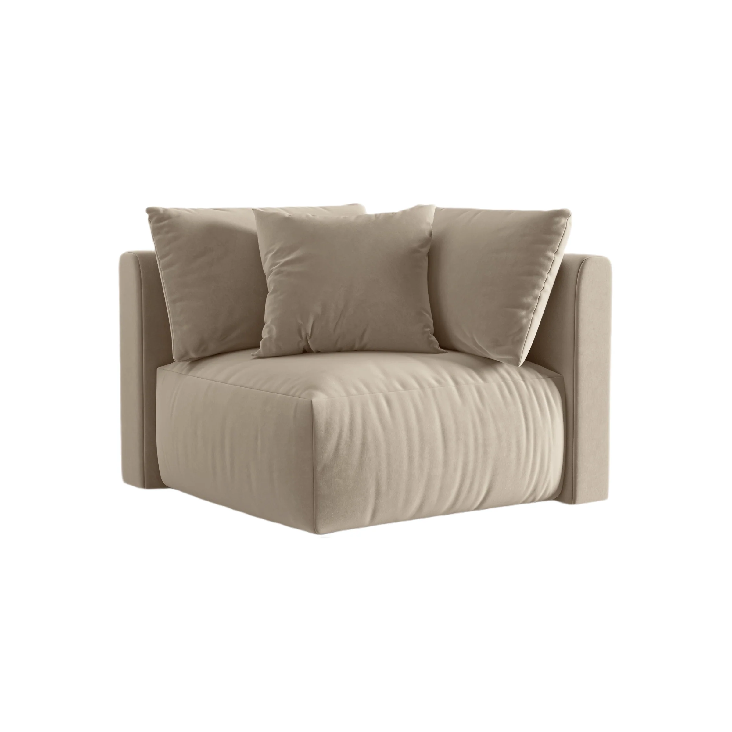 Sofa modułowa aksamitna CHRIS - element narożny ecru