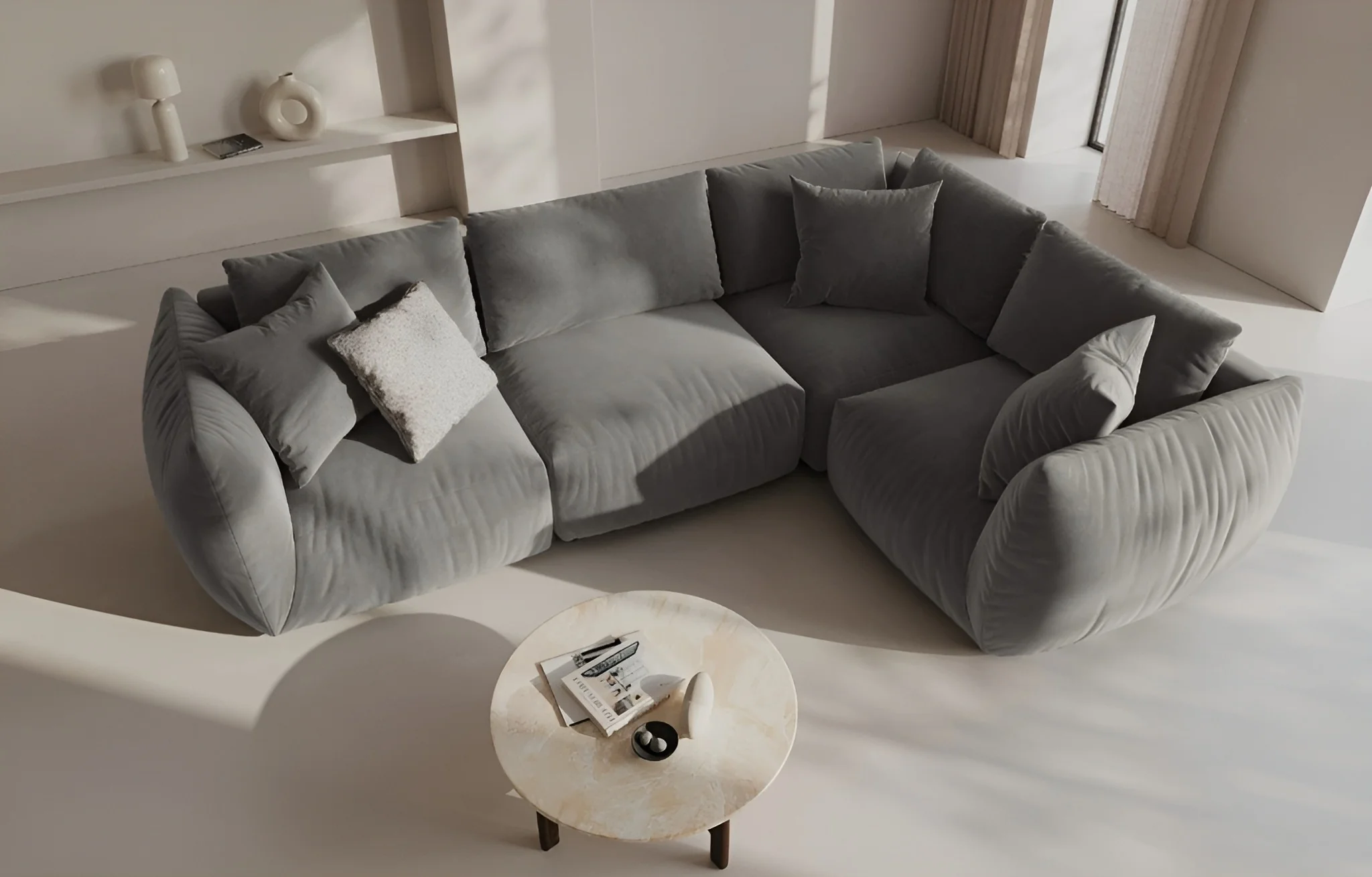 Sofa modułowa aksamitna CHRIS - element lewostronny ciemnoszary - Image 2