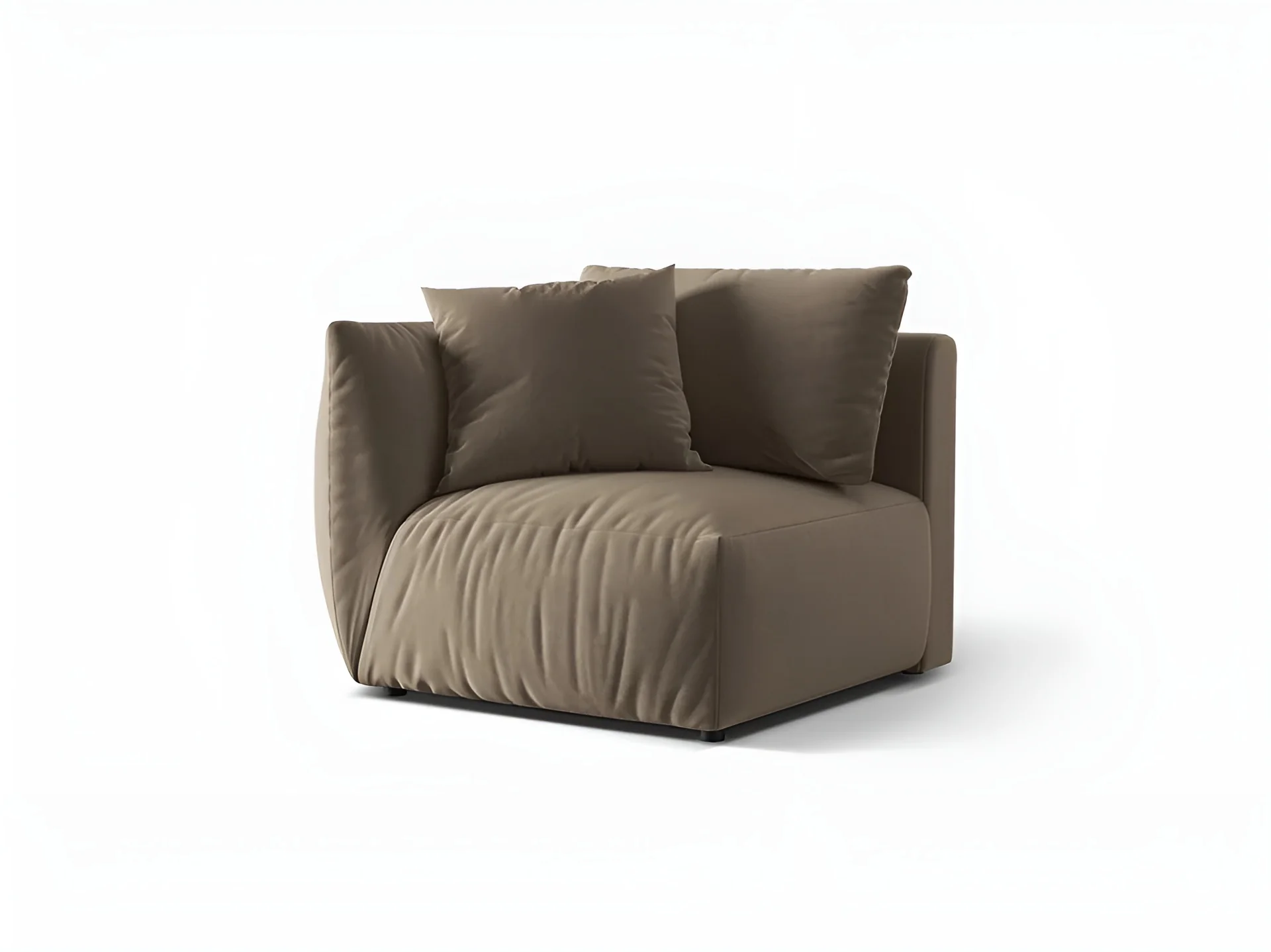 Sofa modułowa aksamitna CHRIS - element lewostronny jasnobrązowy - Image 3