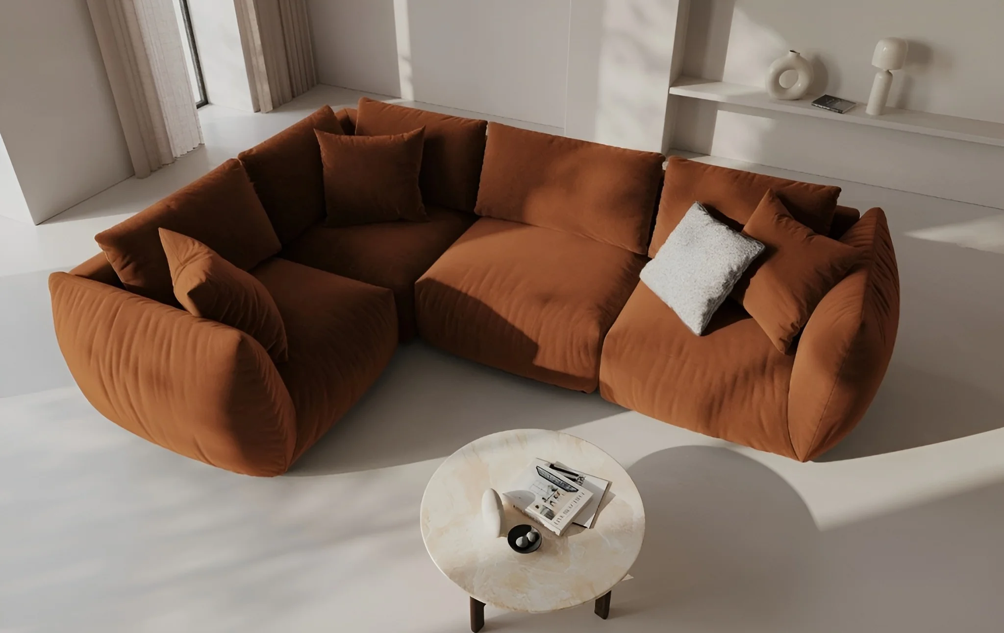 Sofa modułowa aksamitna CHRIS - element prawostronny terracotta - Image 2