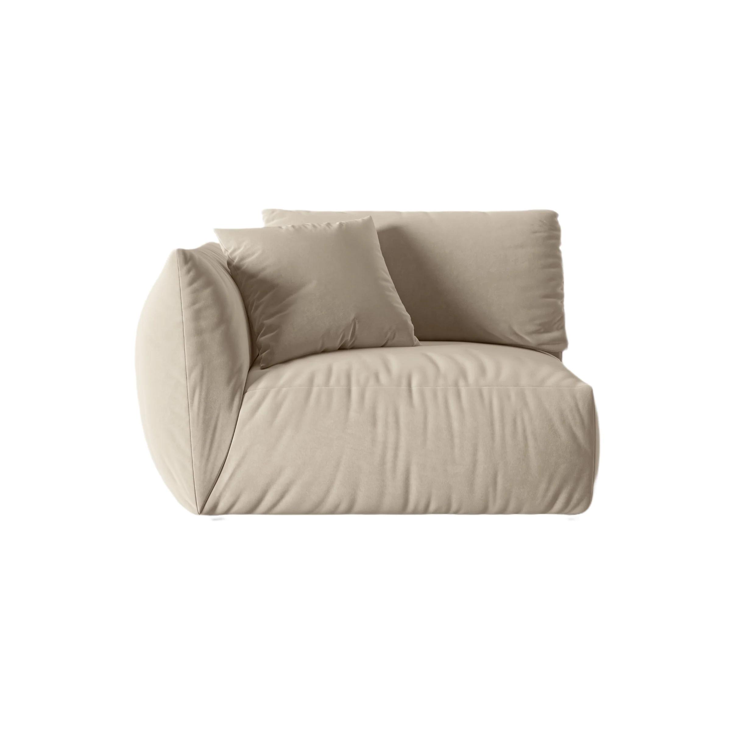 Sofa modułowa aksamitna CHRIS - element szeroki lewostronny ecru