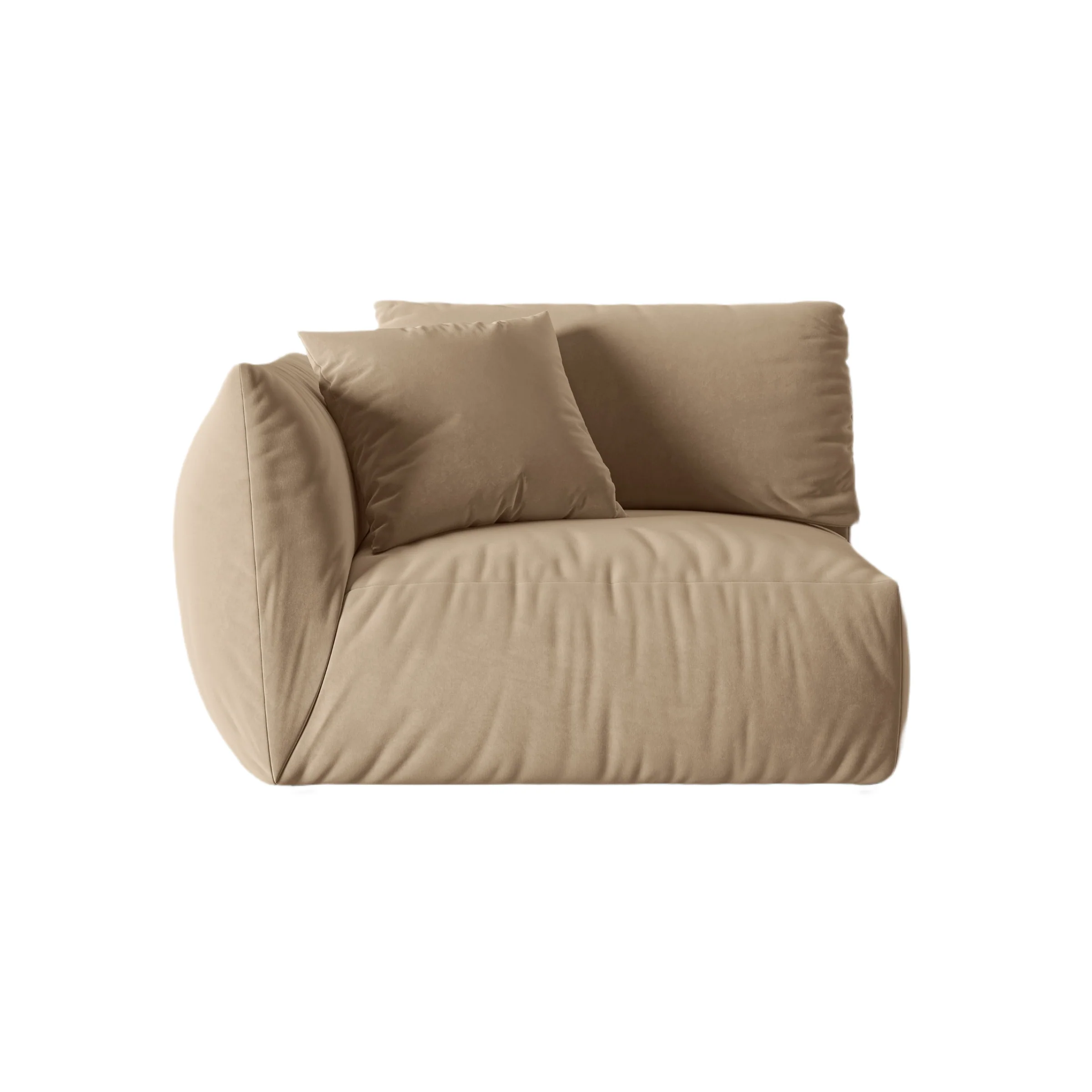 Sofa modułowa aksamitna CHRIS - element szeroki lewostronny piaskowy