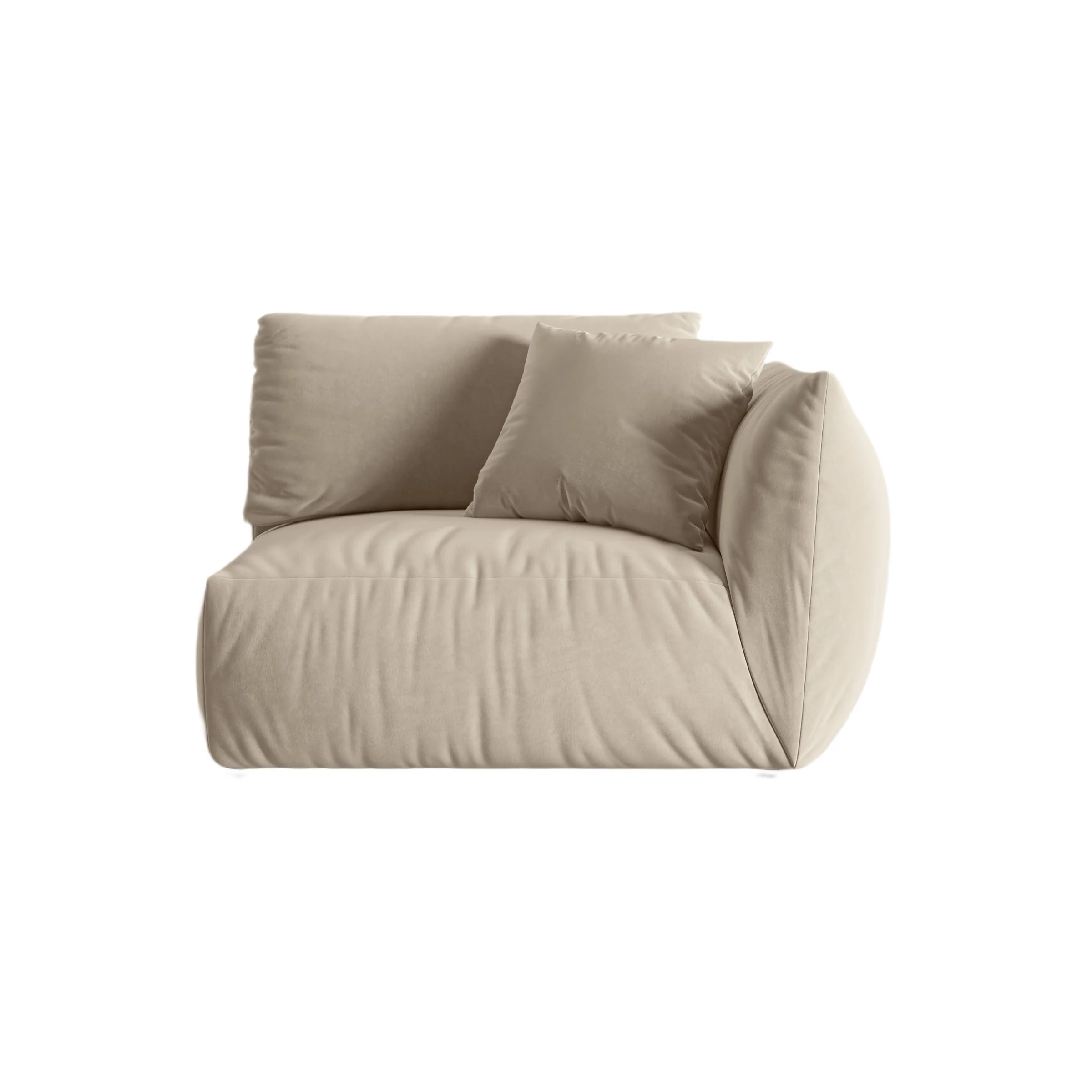Sofa modułowa aksamitna CHRIS - element szeroki prawostronny ecru