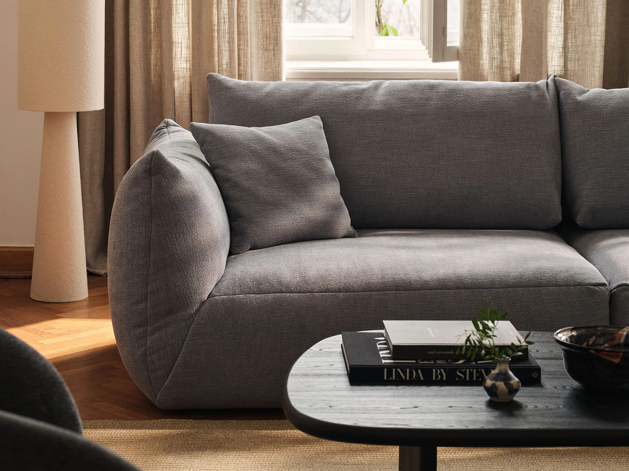 Sofa modułowa CHRIS - element szeroki lewostronny szary szenil - Image 4