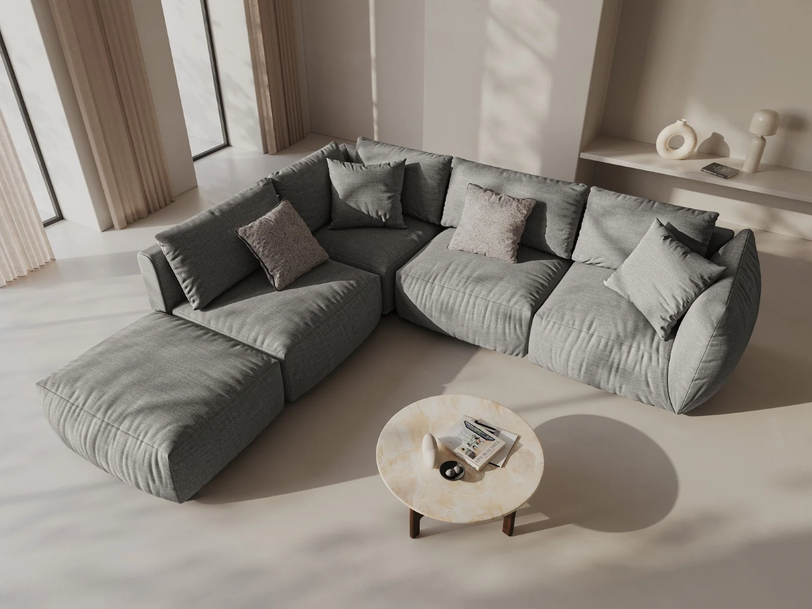 Sofa modułowa CHRIS - element szeroki prawostronny szary szenil - Image 2