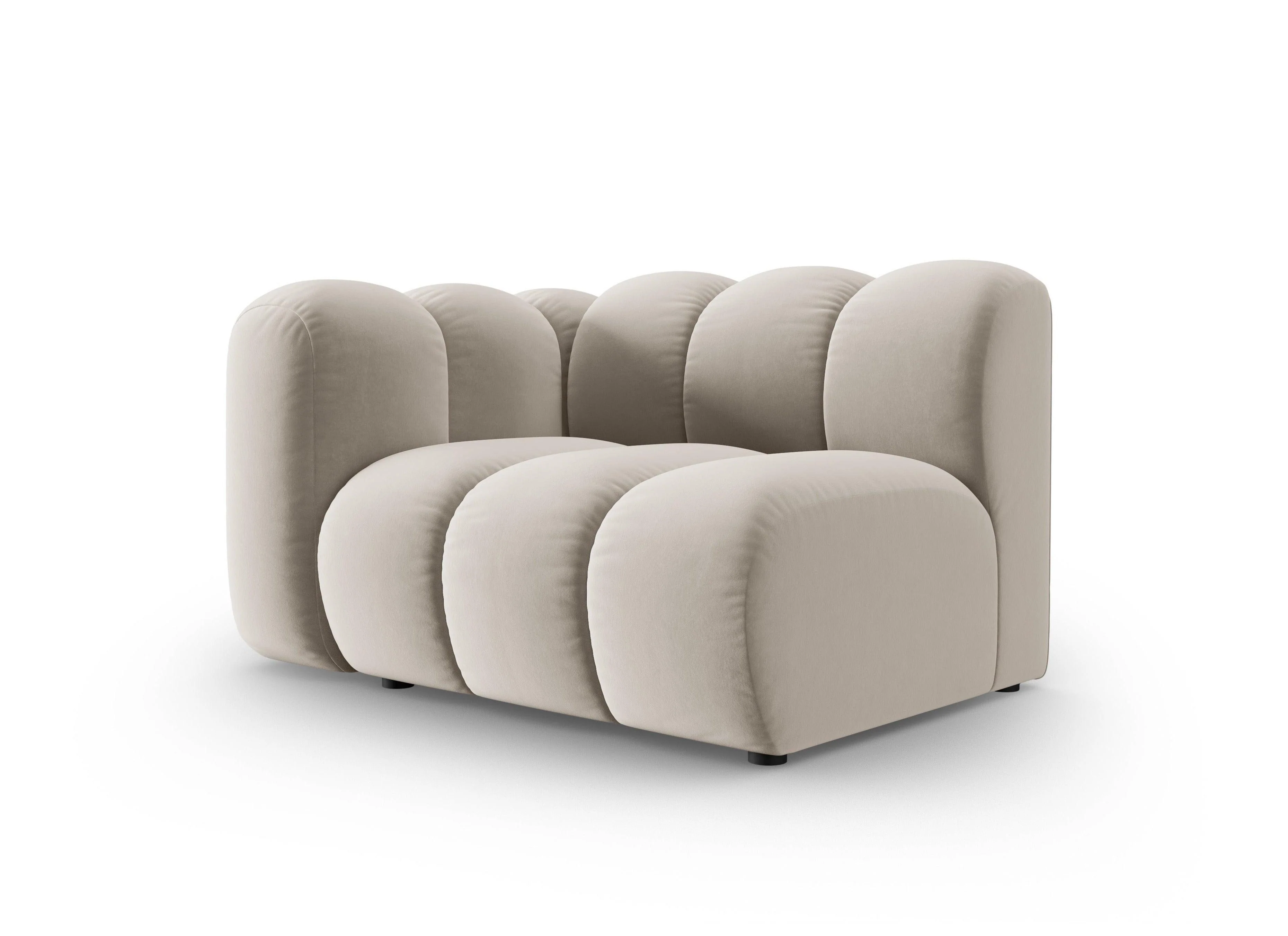 Sofa modułowa aksamitna lewostronna LUPINE beżowy - element końcowy