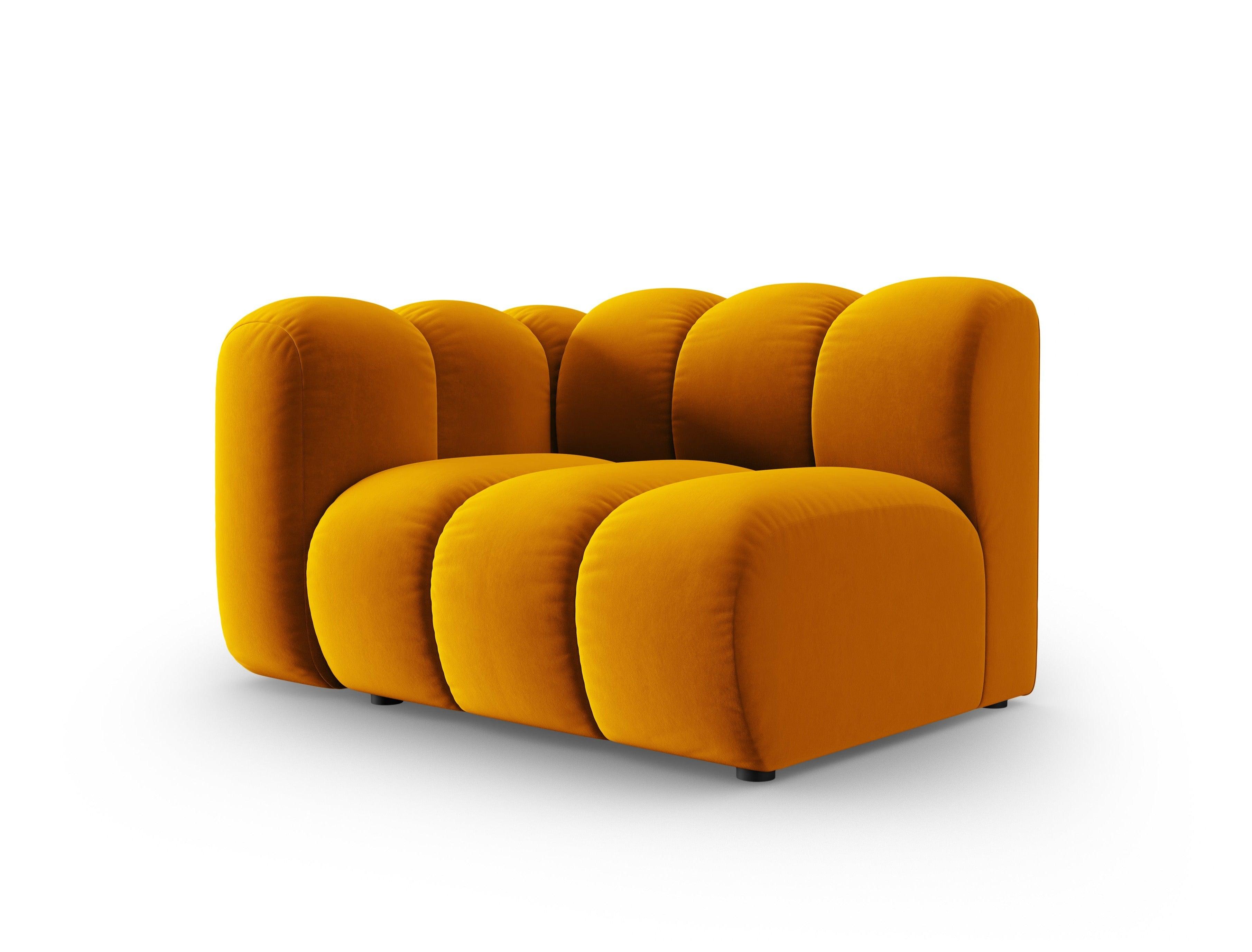 Sofa modułowa aksamitna lewostronna LUPINE musztardowy - element końcowy