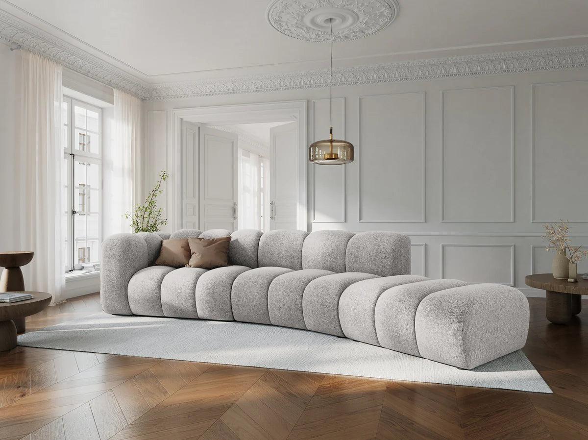Sofa modułowa aksamitna prawostronna LUPINE beżowy - element końcowy - Image 6