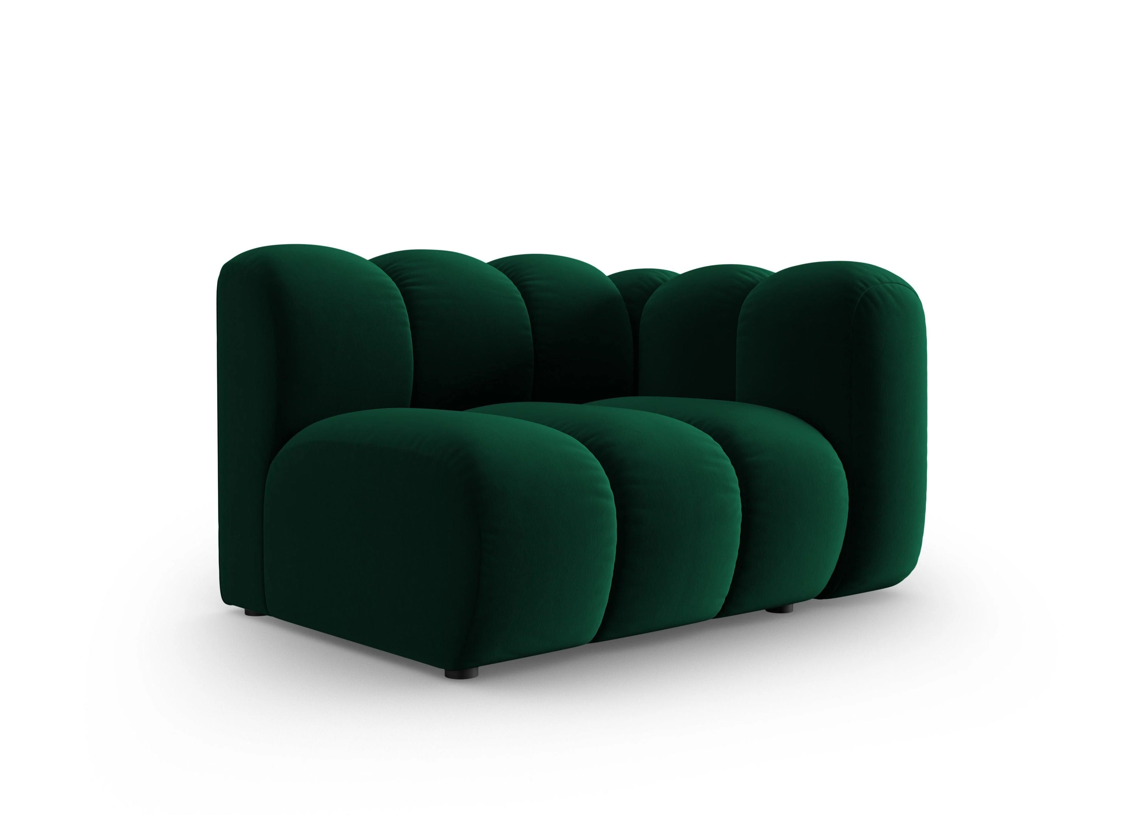 Sofa modułowa aksamitna prawostronna LUPINE butelkowy zielony - element końcowy