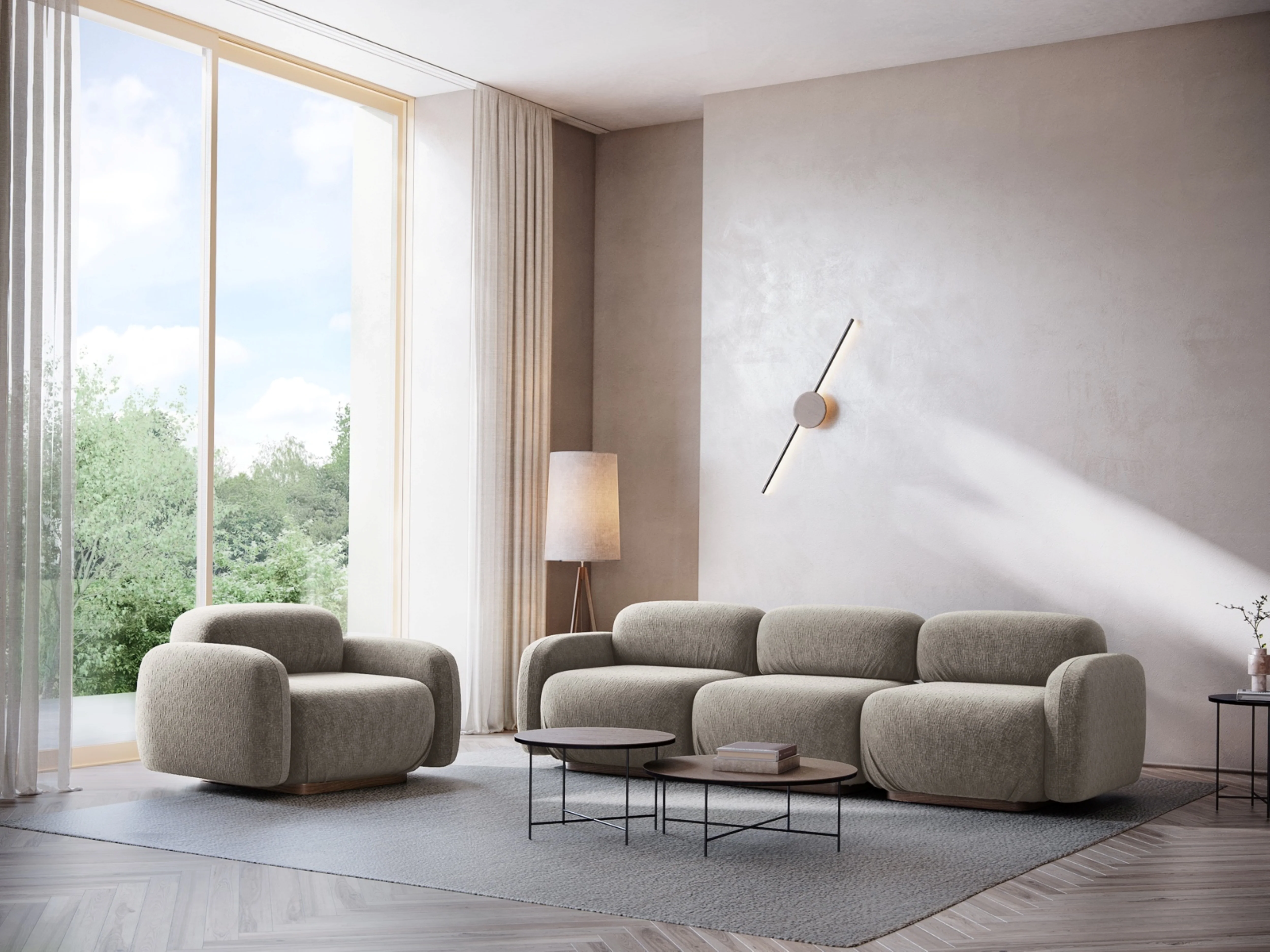 Sofa modułowa 3-osobowa AILANI beżowy boucle - Image 2