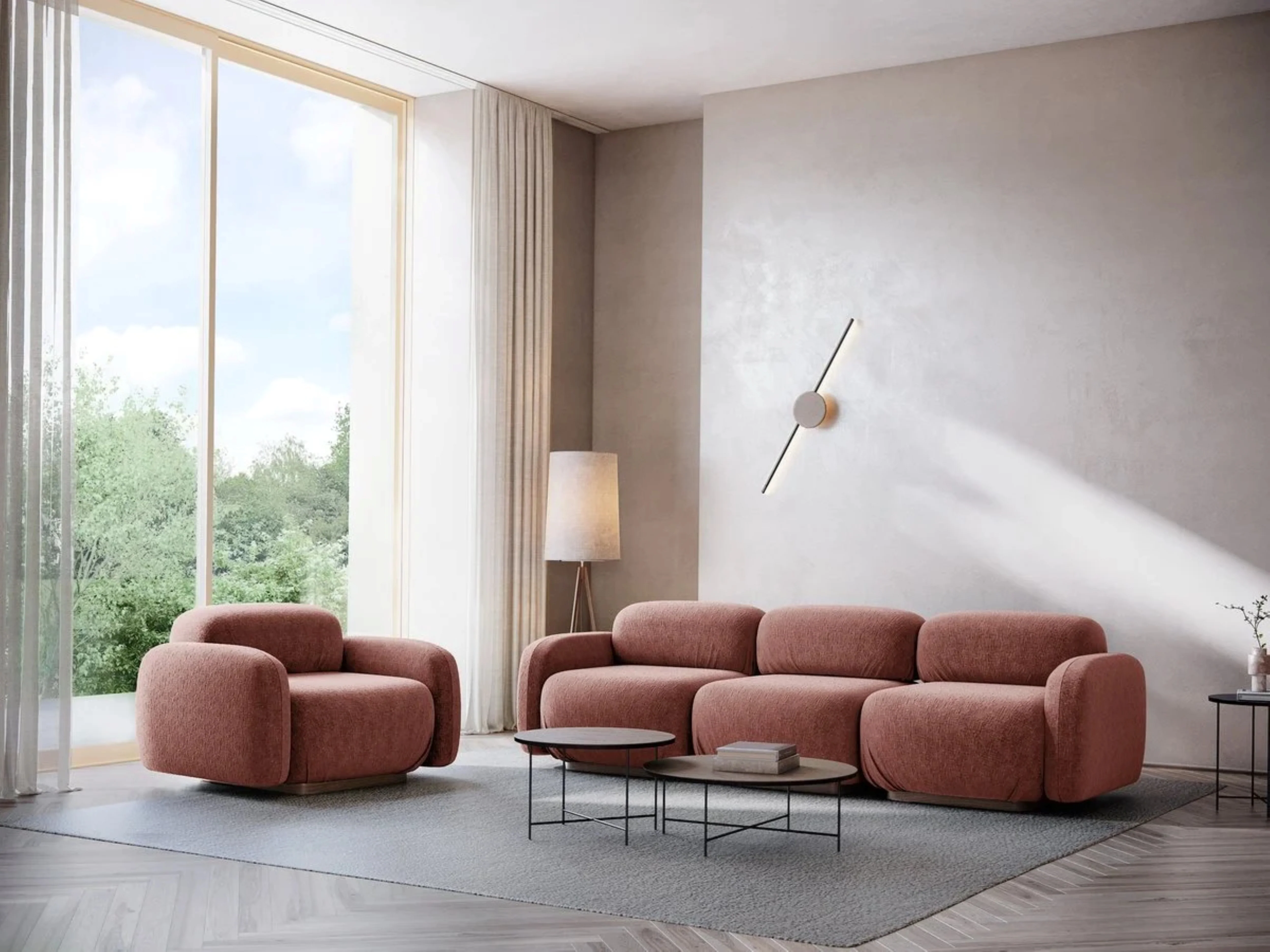 Sofa modułowa 3-osobowa AILANI terakota boucle - Image 2