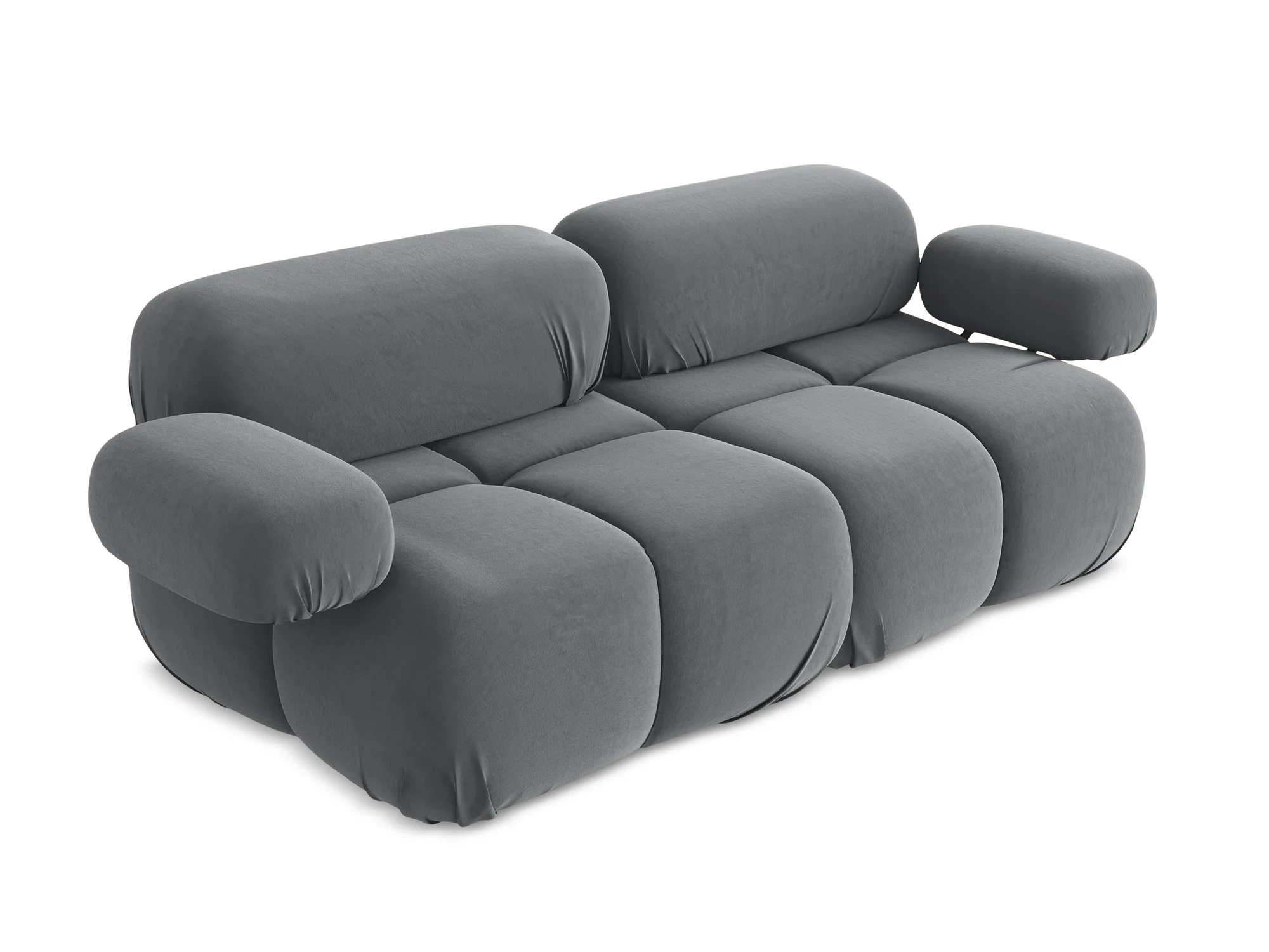Sofa modułowa aksamitna 2-osobowa LOKUA stalowy szary - Image 5