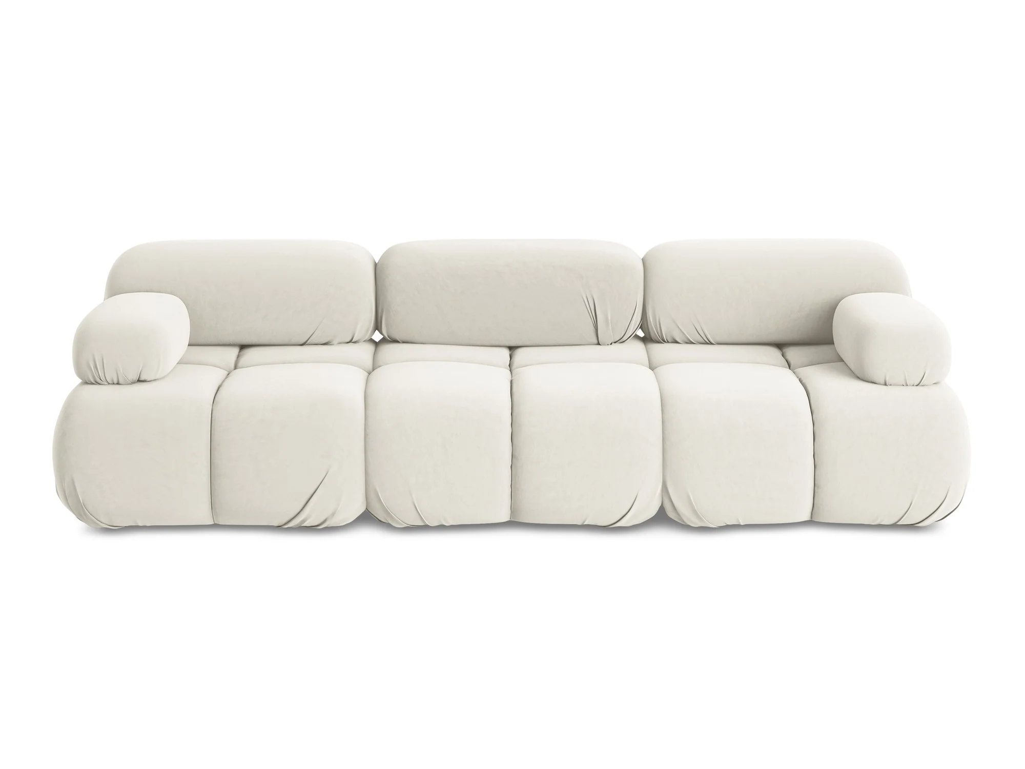 Sofa modułowa aksamitna 3-osobowa LOKUA jasnobeżowy - Image 3