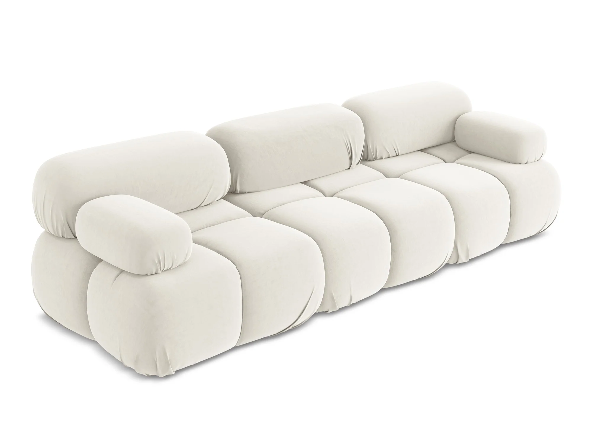 Sofa modułowa aksamitna 3-osobowa LOKUA jasnobeżowy - Image 4